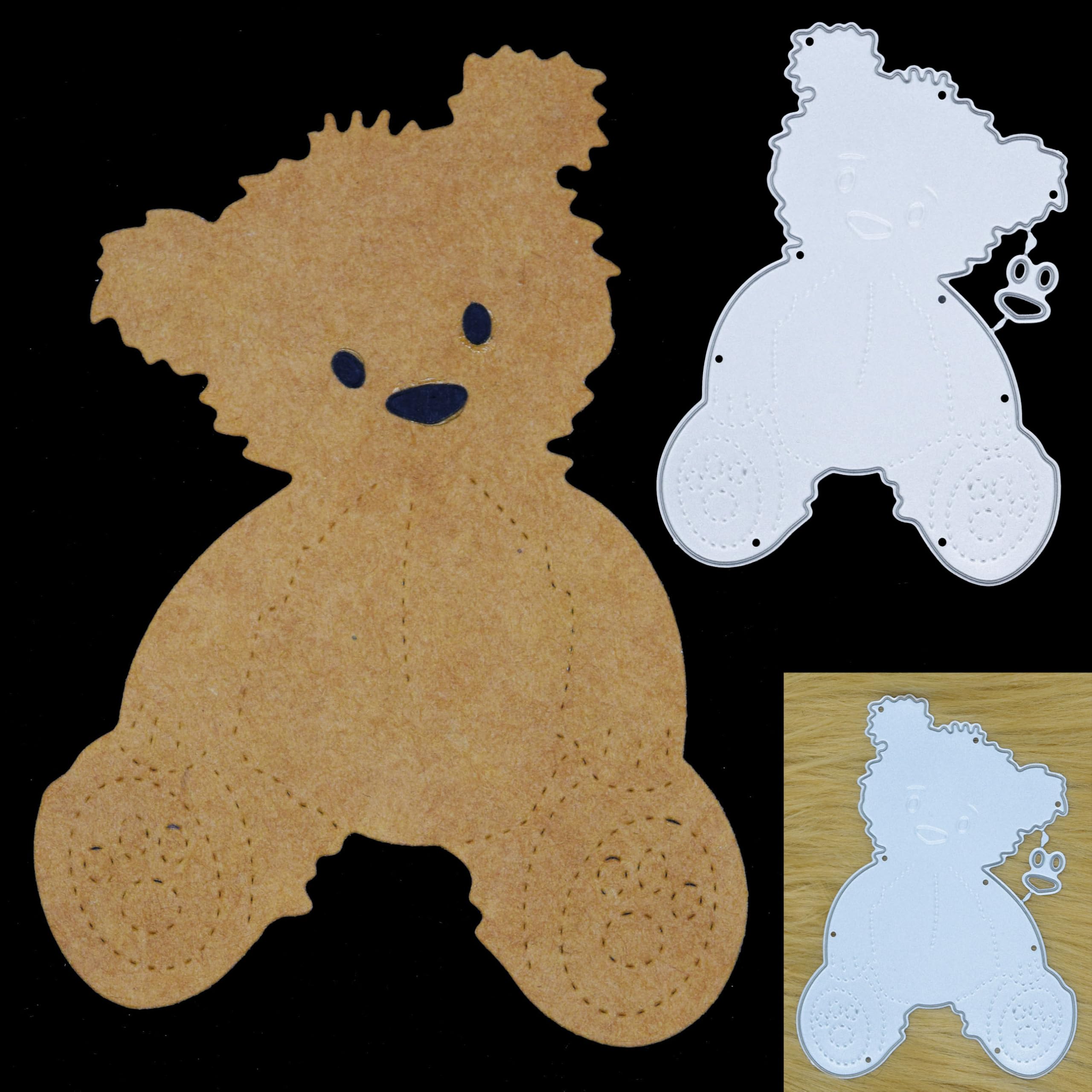 Stitch Patterned Scruffy Teddy Bear Metal Cutting Die, Stencil, Card Making, Crafts, Scrapbooking, Photo Album, F4