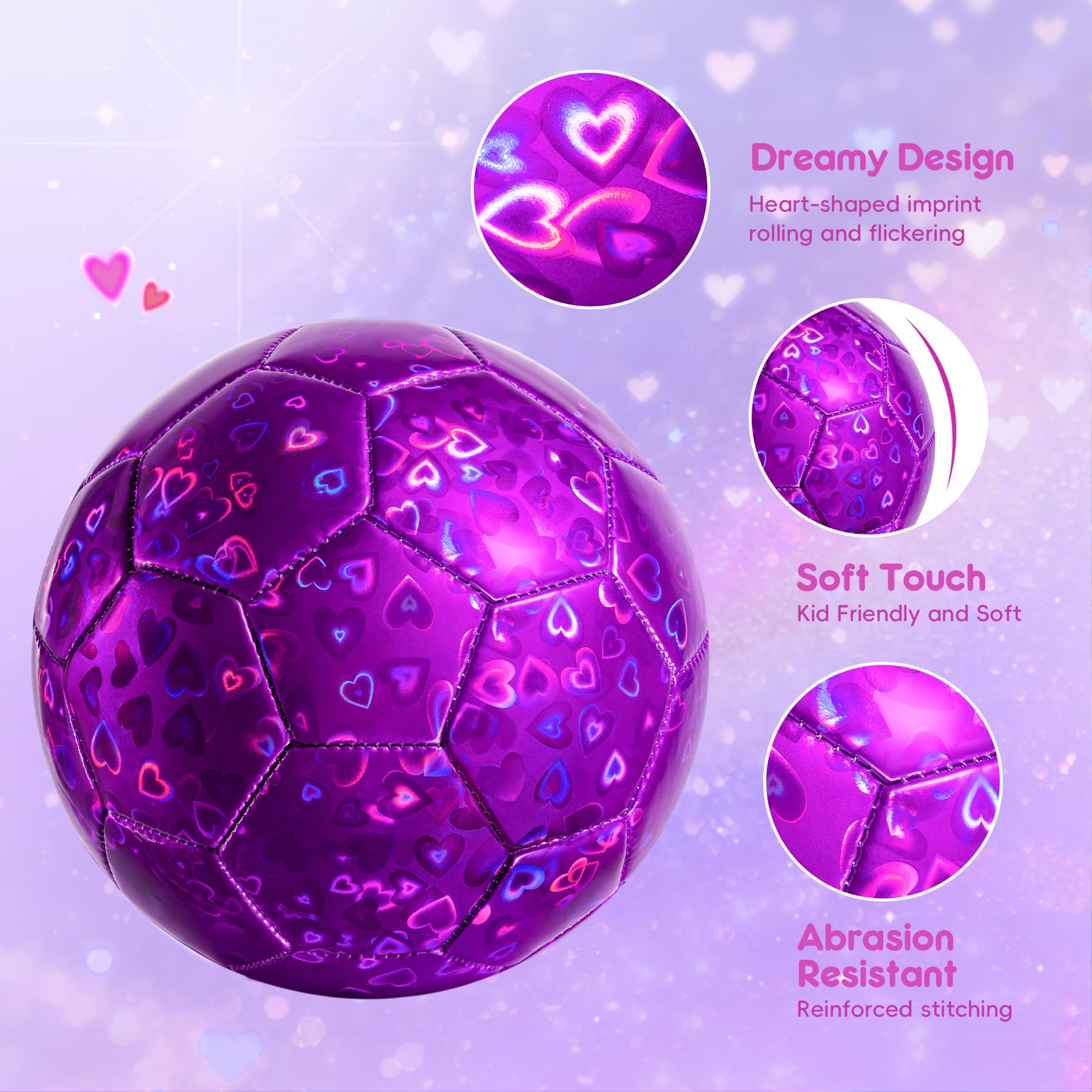 U&C Planet Size 3 Football Toddlers Unicorn Football with Pump 3-8 Years Outdoor Football Sports Training Kids Small Footballs for Kids - Image 3