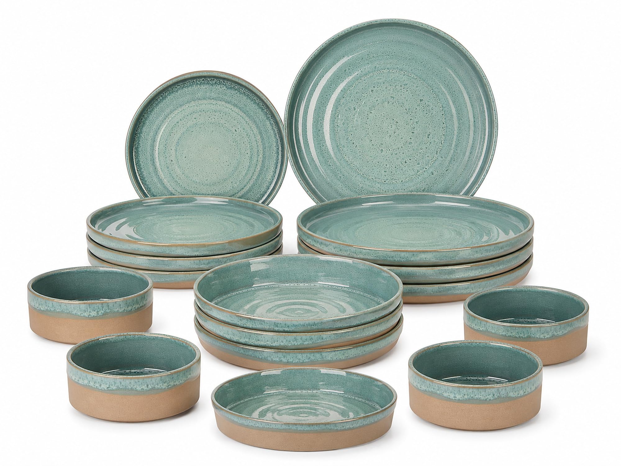 Cosy & Trendy Basalt Ocean Green - zestaw talerzy 16-częściowy