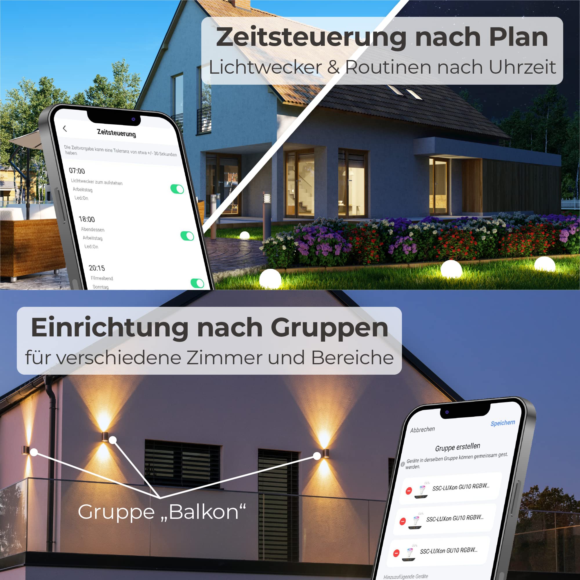 SSC-LUXon RADIVO Wegeleuchte Außen mit LED Kerze E14 steuerbar via App WLAN dimmbar CCT - Sockelleuchte kompatibel mit Amazon Alexa