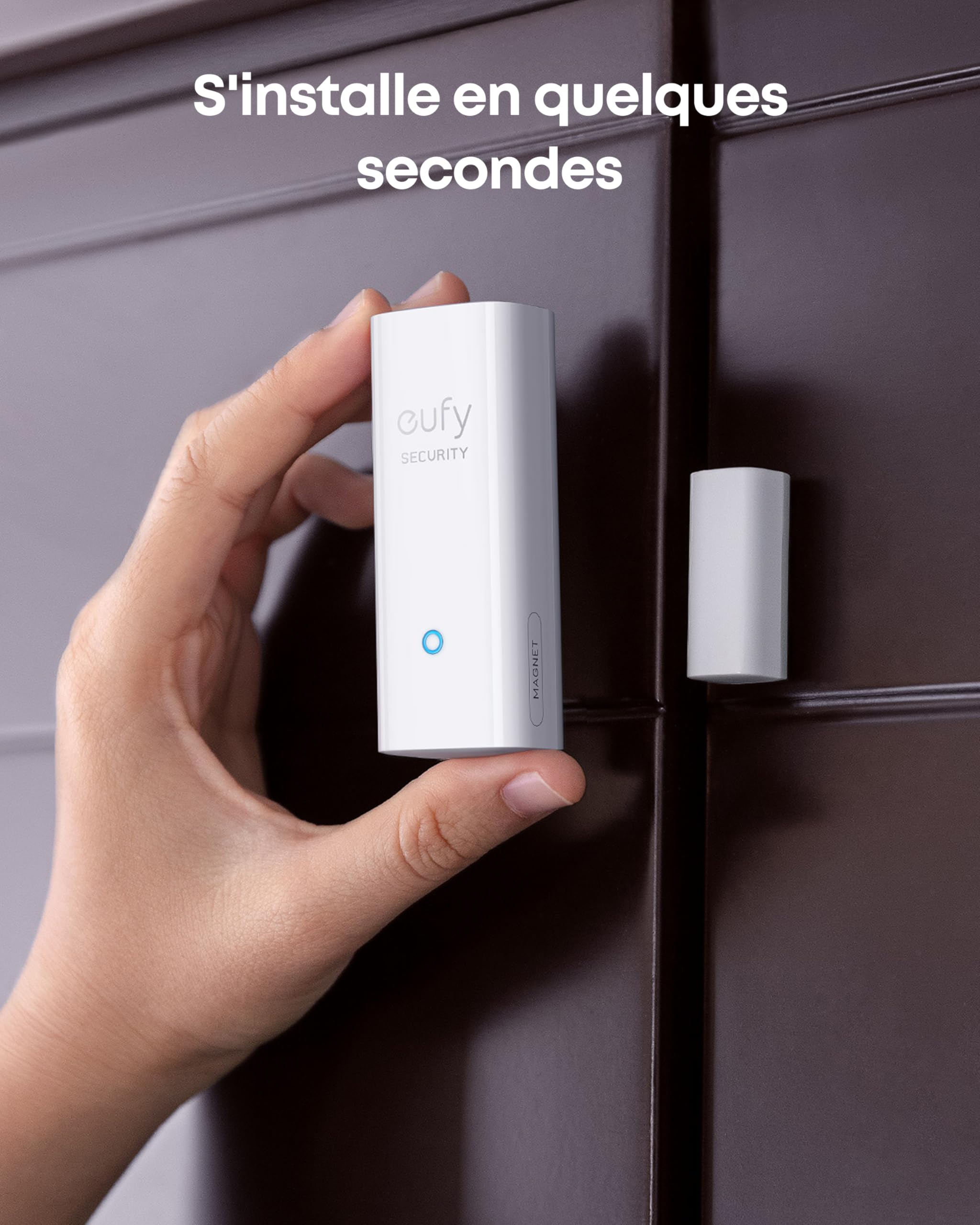 eufy Security, Capteur d'entrée eufy Security - Détecteur pour Portes et fenêtres avec Alarme, alertes sur Application Android/iOS, 2 Ans d'autonomie - Nécessite eufy HomeBase ou HomeBase E