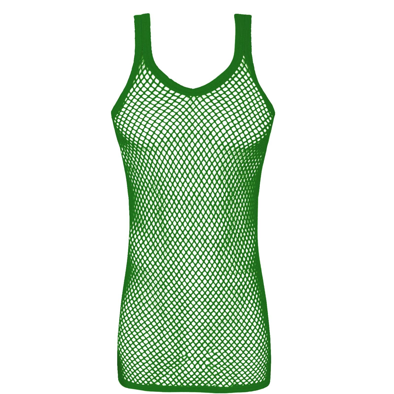 Mens String MESH Vest Fishnet Cotton Gym Muscle Training Tank Rasta Tops Shirt[Green,L]