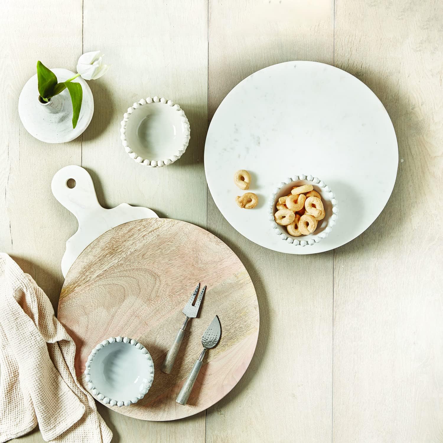 Santa Barbara Design Studio Table Sugar Marble Lazy Susan, 14-Inch Diameter, White