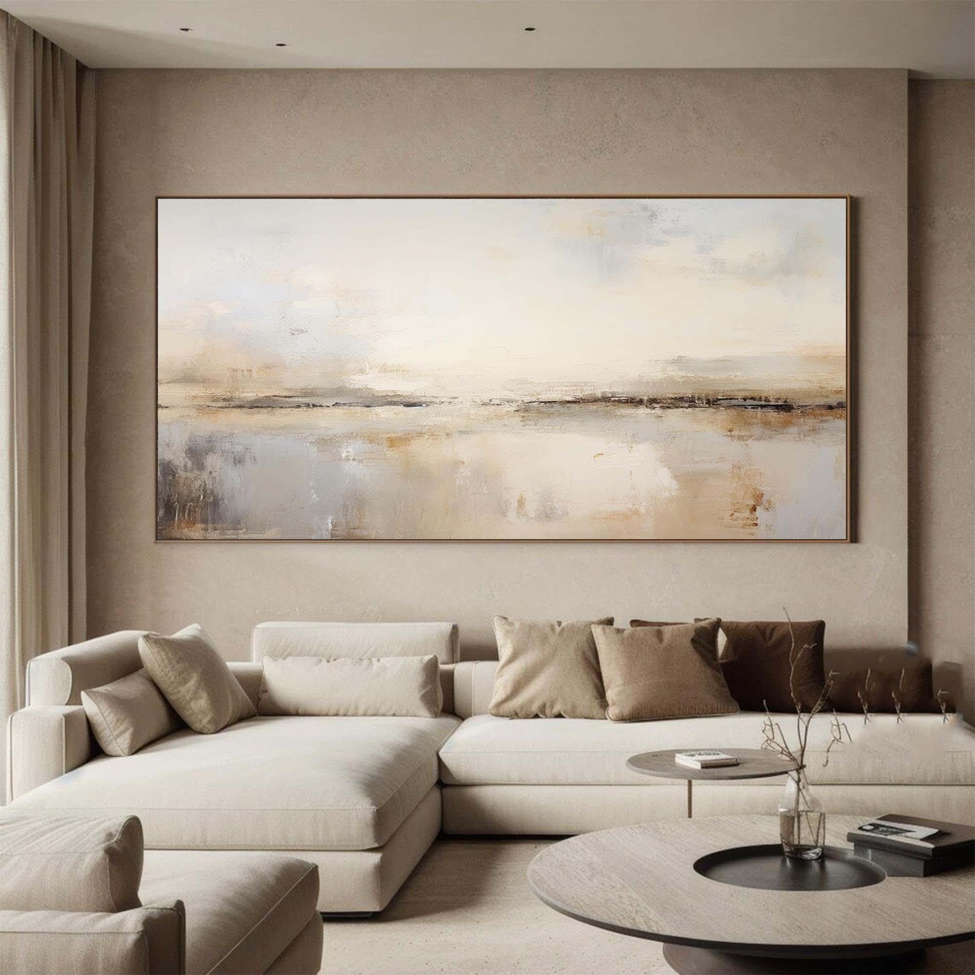 JACBON Lienzo de paisaje gris grande con cuadros abstractos texturizados para dormitorio, arte decorativo de pared de 70 x 140 cm (28 x 55 pulgadas) sin marco