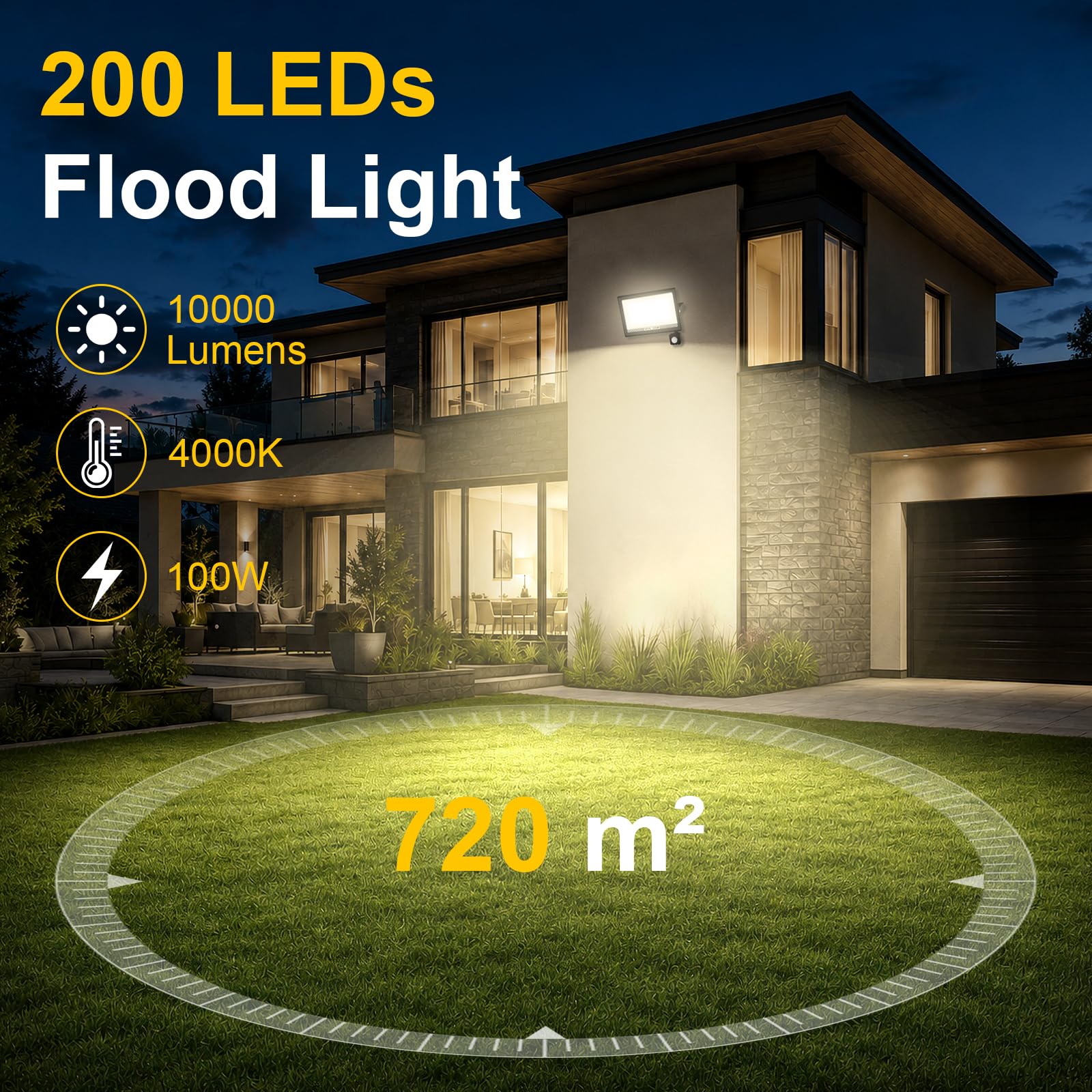 T-SUN 4000K Projecteur LED Extérieur Detecteur de Mouvement 10000 LM IP66