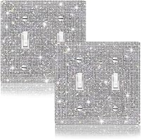 Vista 14 de 4 piezas de diamantes de imitación plateados brillantes para placas de pared, cubierta de interruptor de luz, cubierta de salida de diamantes
