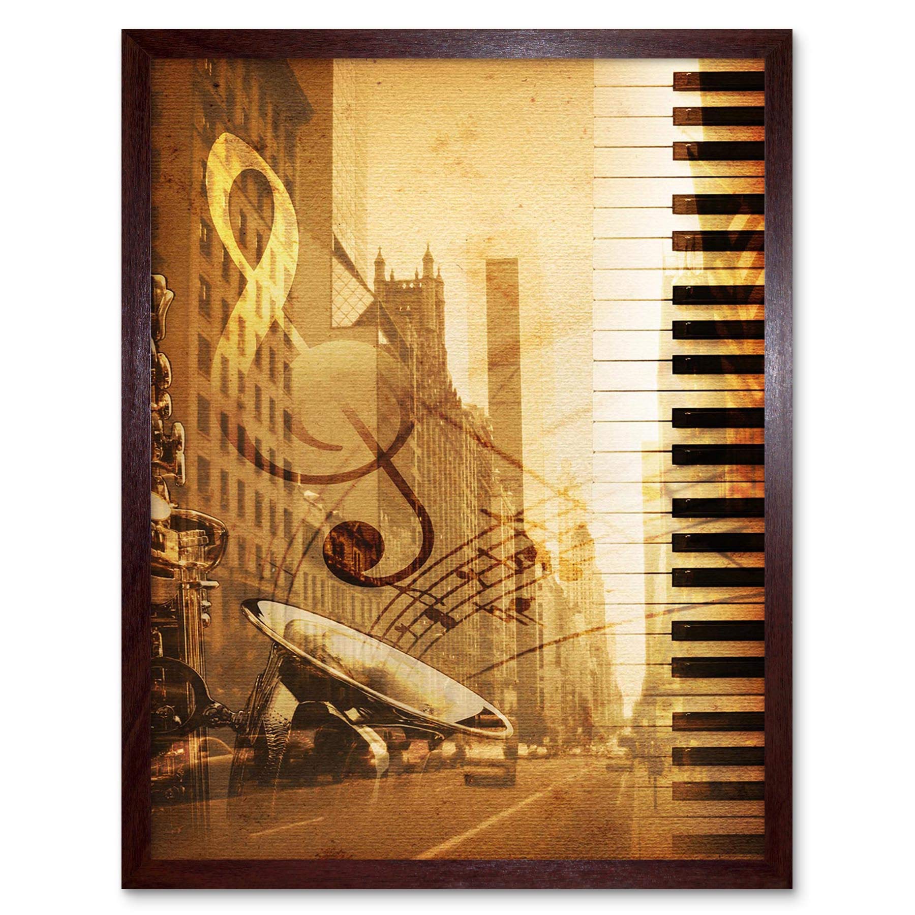 Wee Blue Coo Music Mock Up Broadway New York Jazz Sax Art Print Framed Poster Wall Decor 12X16 Inch