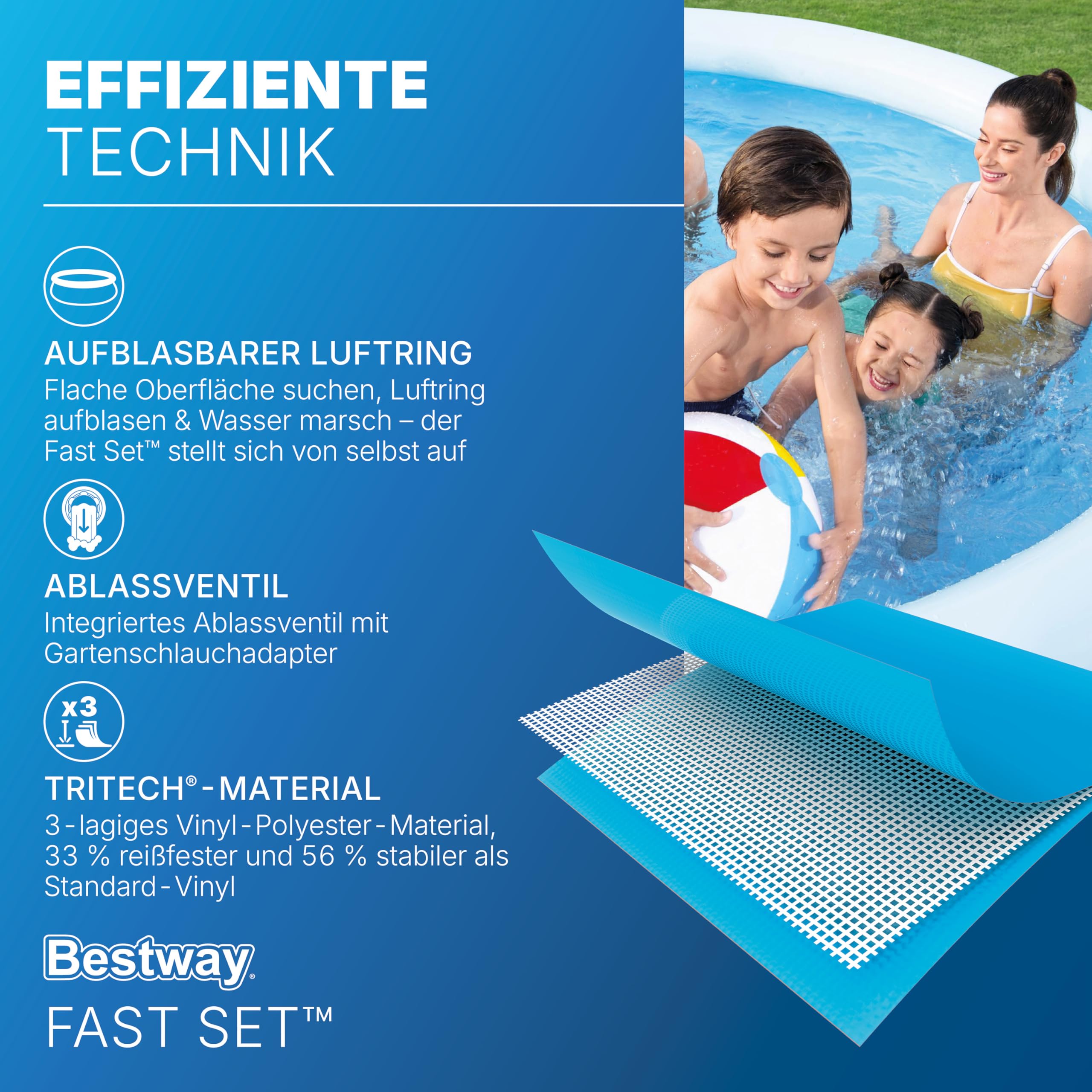 BESTWAY Fast Set Pool Set 305x76 cm, mit Filterpumpe