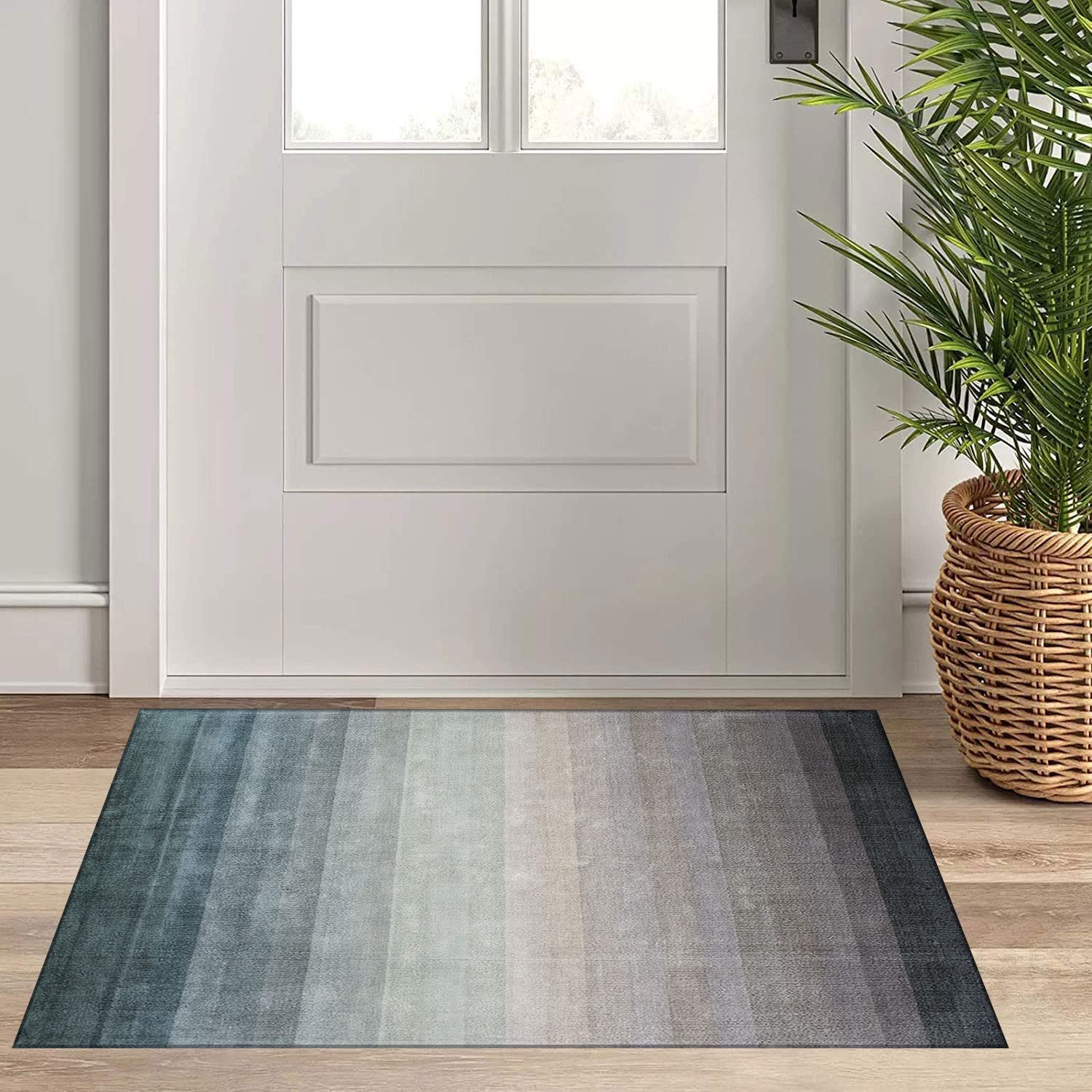 Läufer Teppich Flur Küche rutschfest Waschbar Geometrische Streifen Patchwork Design Vielseitig einsetzbar im Wohnzimmer 120x800cm