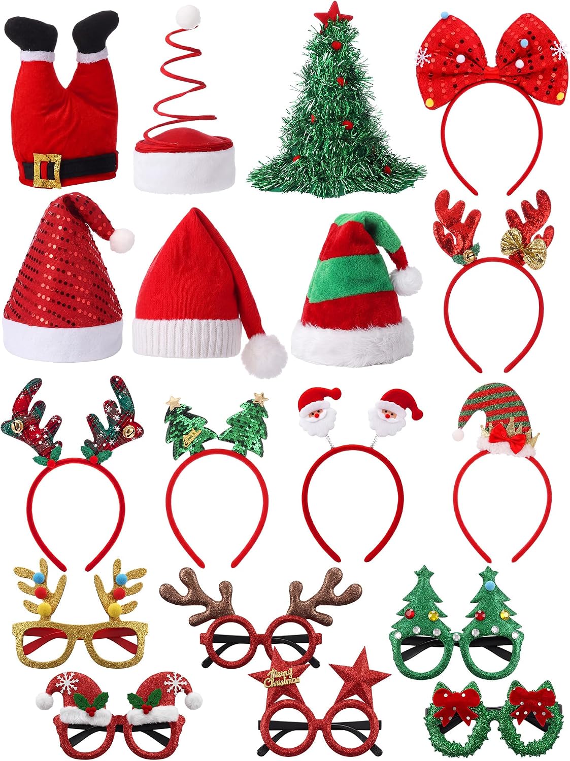 Amazon.com: Didaey 18 Pcs Christmas Party Favors Bulk Santa Hats ...