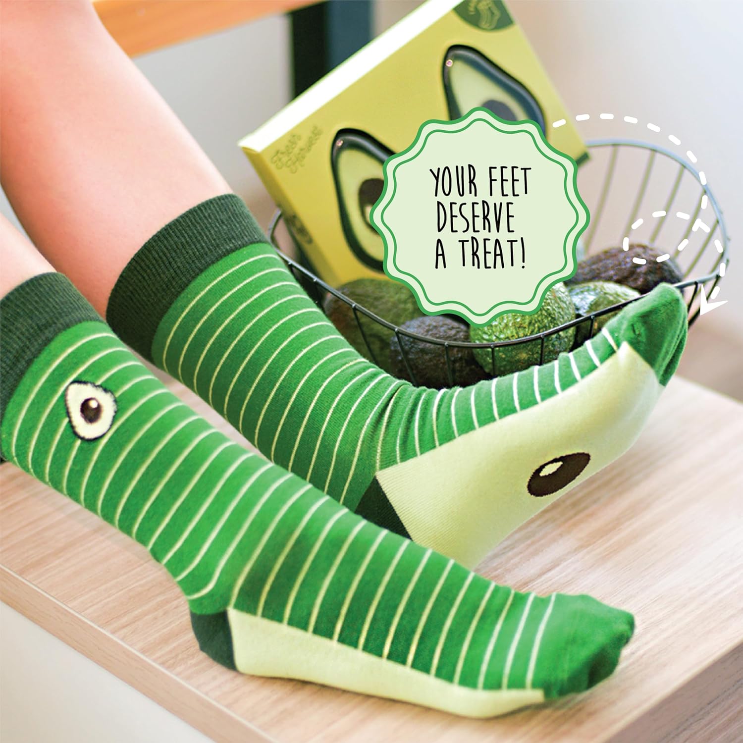 1 Pair Avocado Sock - Cute Avocado Gifts for Women, Novelty Fruit Socks, Vegan Gift Sock, Kawaii Food Socks Valenine Gift Idea - Image 4