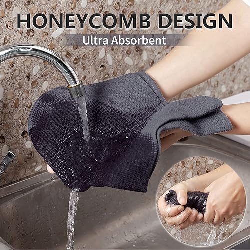 Miniatura 5 de QUILTINA Juego de toallas de cocina absorbentes 100% algodón, toallas de mano de cocina de tejido gofre, paños de cocina ultra suaves, trapos de