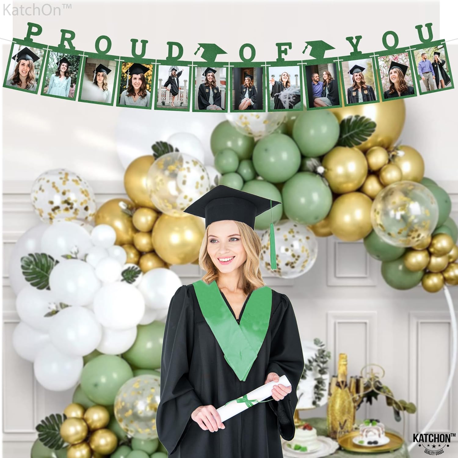 Graduation Decorations 2026 | Felt Graduation Photo Banner 2026 5x7 - Large, 10 Feet | Felt Proud of You Photo Banner | Graduation Picture Display Class of 2026 | Graduation Party Decorations, KatchOn
