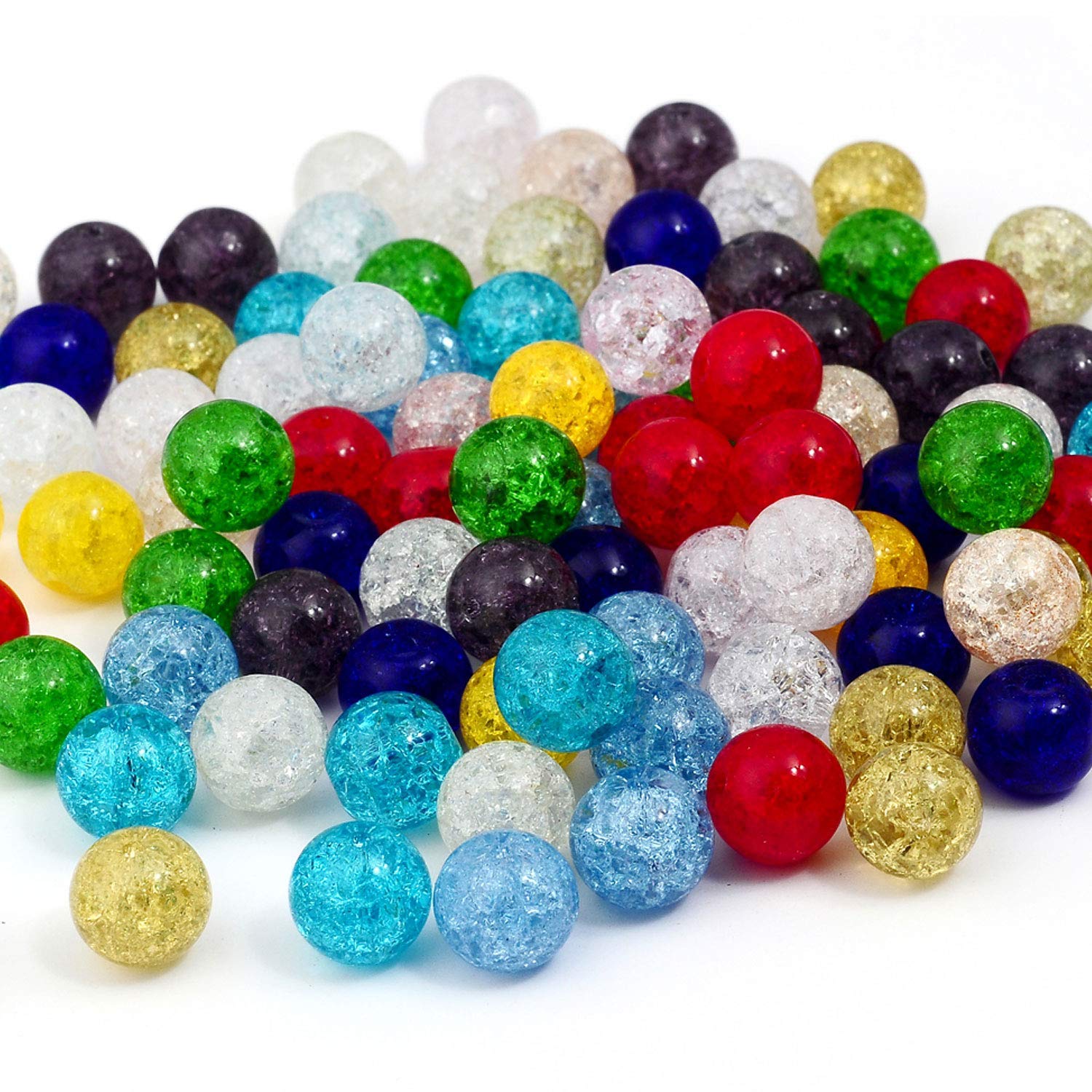 RUBYCA Assorted Mixed Round Druk Crackle Czech Crystal Glass Beads for Jewelry Making (6mm, 50pcs)