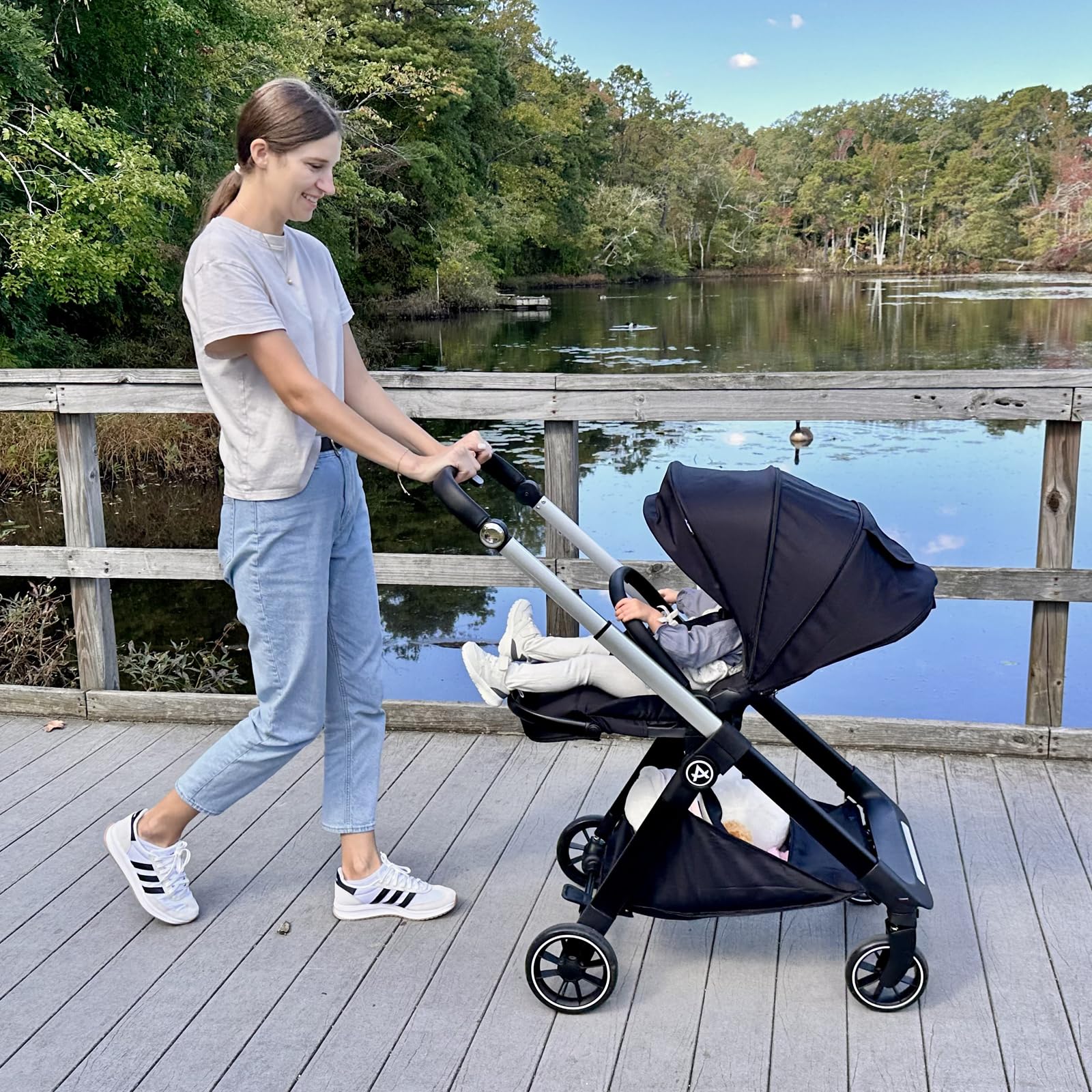 AOODIL Kinderwagen voor Peuters van Geboorte tot 22 kg, Omkeerbare Kinderwagen, Compacte Kinderwagen met Verstelbare Zitting, Opvouwbare Peuter Buggy met Extra Grote Mand & Premium Comfort Stoffen