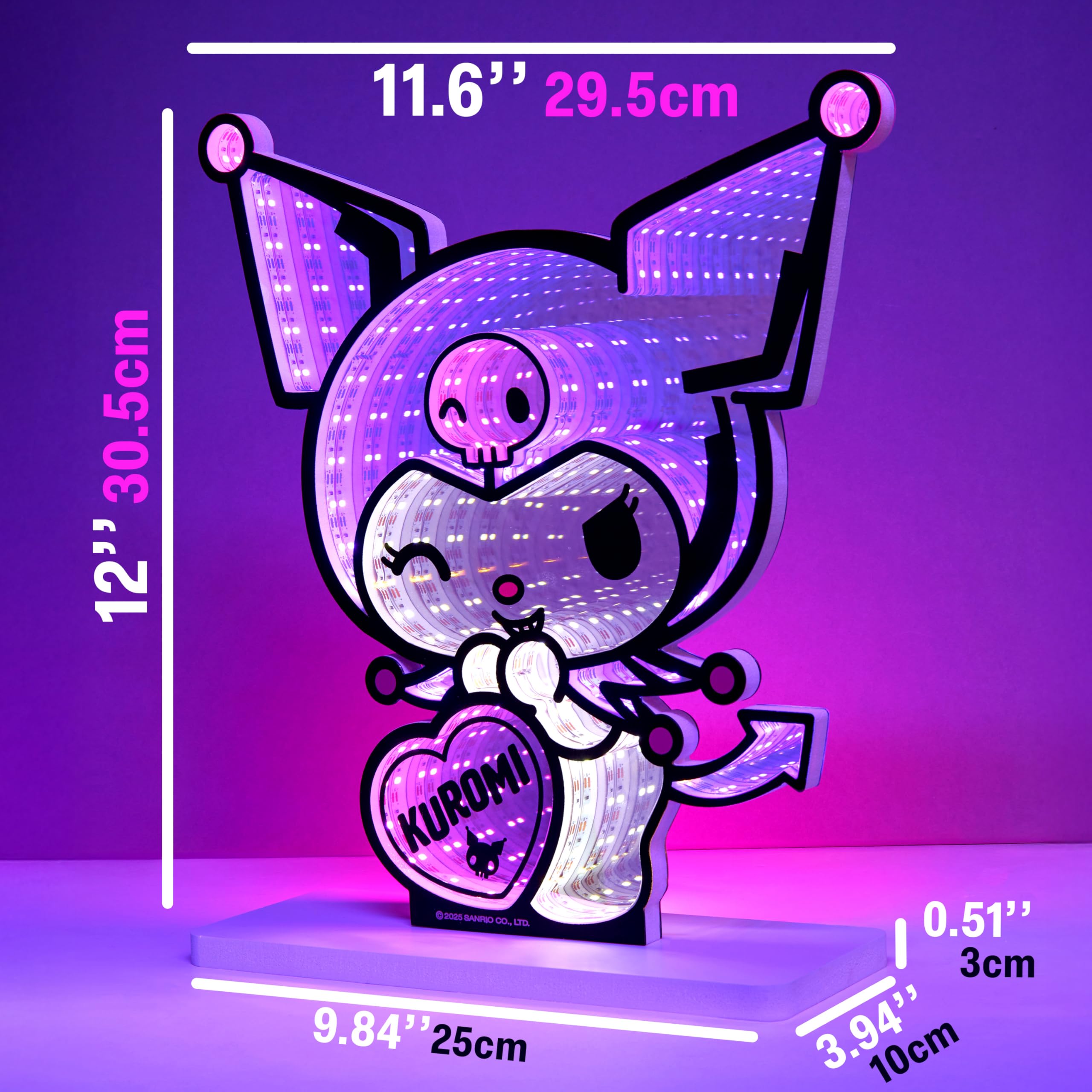 Get Trend Kuromi Sanrio 3D LED Lights, Kawaii Infinity Mirror USB