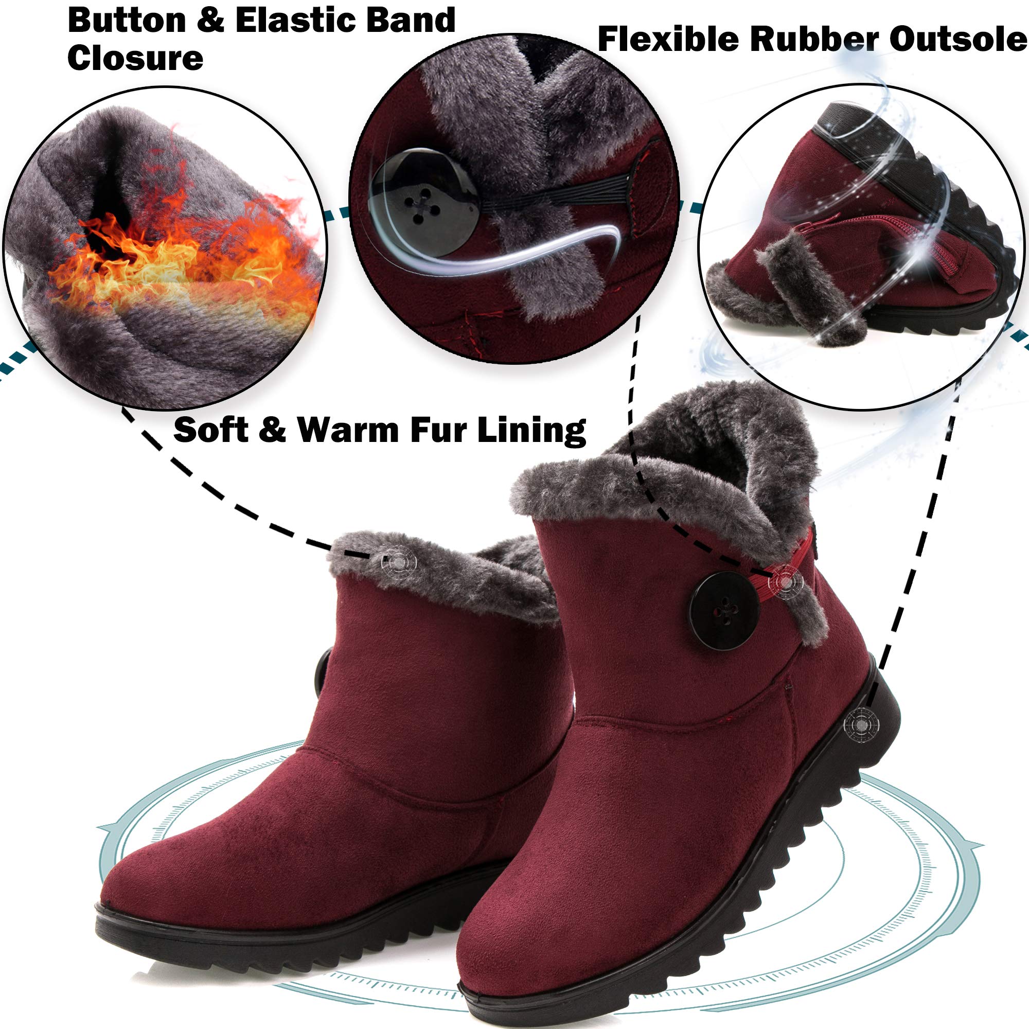 Vunavueya Stivali Donna Invernali Scarpe Stivaletti da Neve con Imbottitura Calda Stivali alla Caviglia Caldi Boots Scarpe 35-41.5