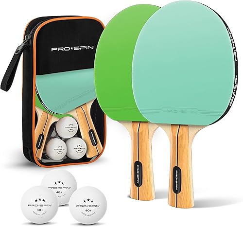 PRO-SPIN Paletas de ping pong Juego de alto rendimiento con raquetas de tenis de mesa premium, pelotas de ping pong de 3 estrellas, estuche de