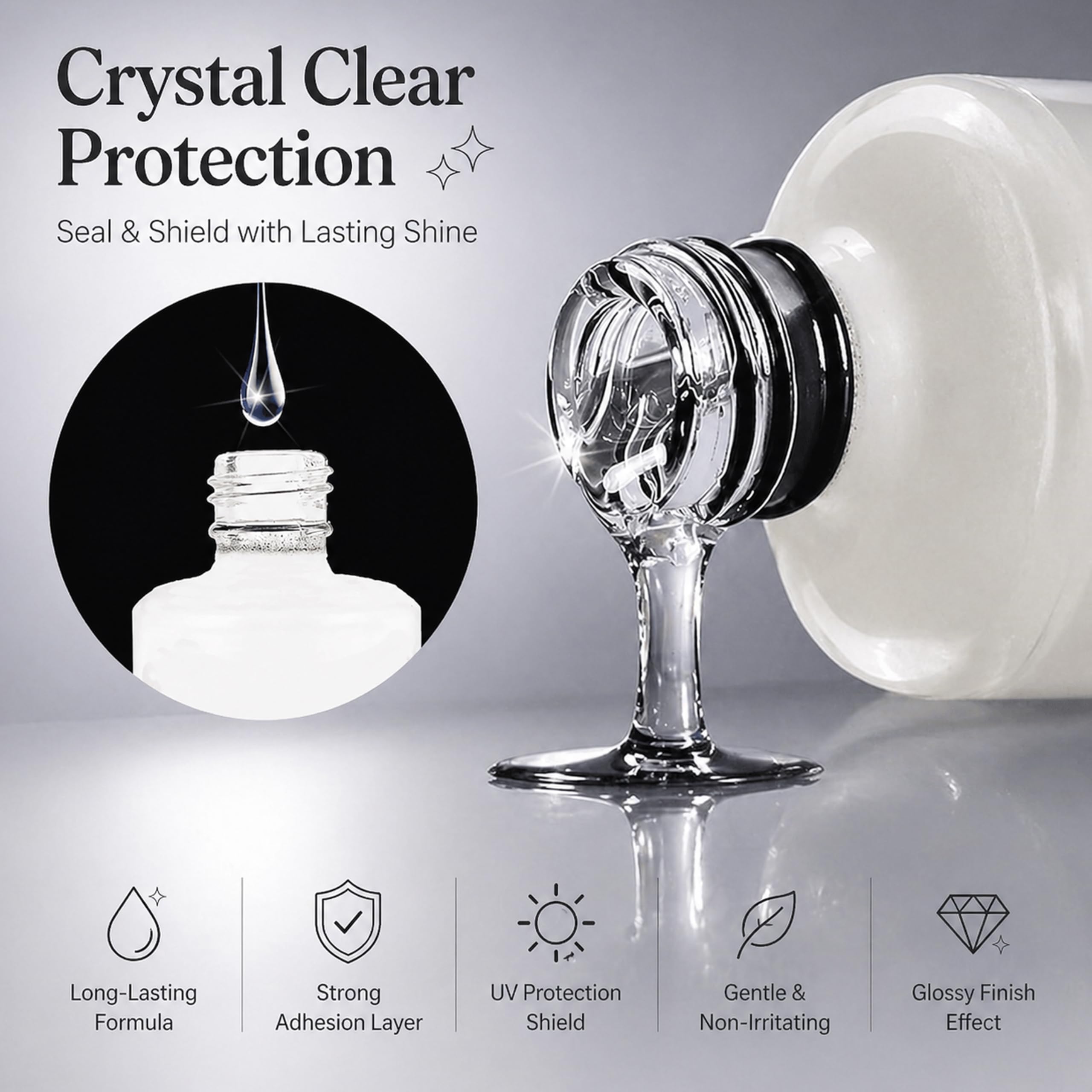 Bolt Bee Gel Polish Shine Top Coat | Clear Glossy No-Wipe Gel Nail Polish | High-Shine, Long-Lasting, Soak-Off UV/LED Top Coat for Manicure & Nail Art | Professional Salon Finish – 30ml 1