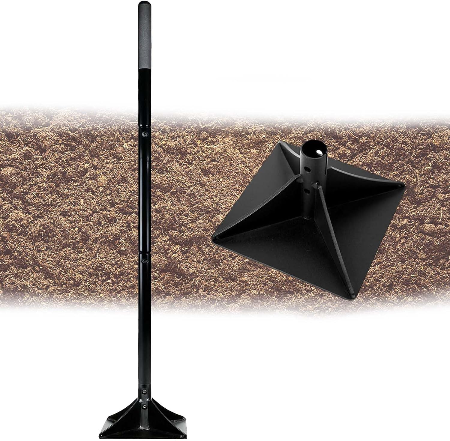 Steel Tamper Tool with 48 inch Handle, 10''x10'' Gardening Hand Tools for Leveling Ground Installing Pavers Driveway, Garden, Yard and Repairing Blacktop