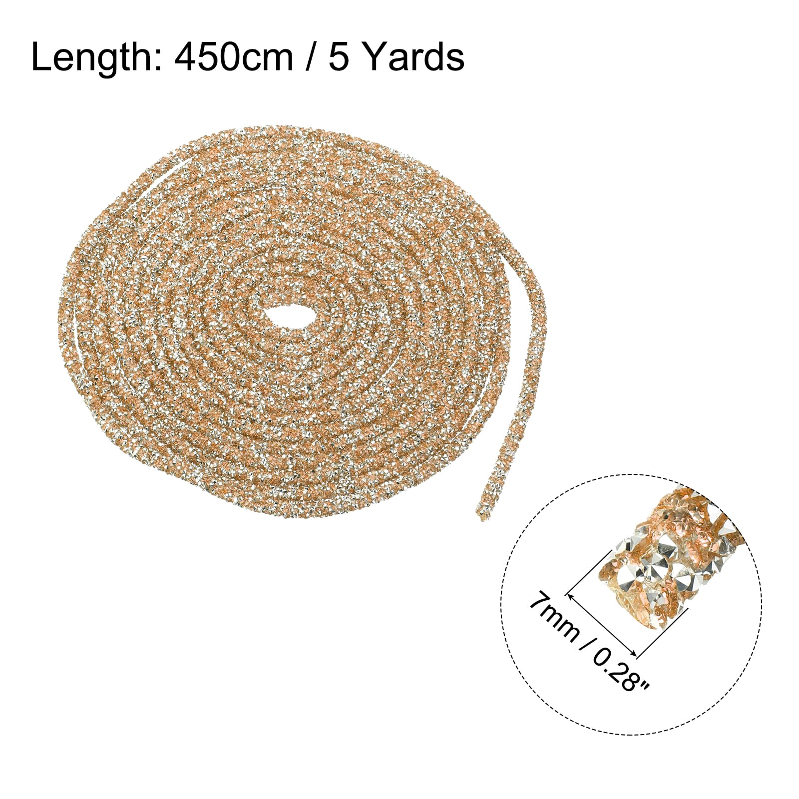 sourcing map 5 Yard 6mm 0.24 inch Glitter Sequins Rope Sequins Rhinestone Tube Cord for DIY Wedding Dresses Costume Clothing Shoes Jewelry Accessory Clear White — view 184