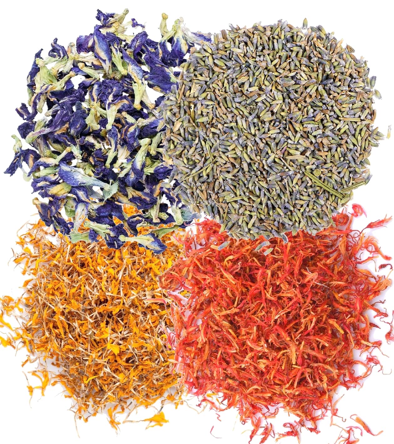 A D Food & Herbs Combo of Dried Safflower/Lavender/Butterfly Pea Flower/Marigold Flower Petals Aromatic Edible for Homemade Lattes, Tea Blends, Bath Salts, Gifts, Crafts each pack (100 Gms) (B0B4DYDR64) Amazon Price History, Amazon Price Tracker
