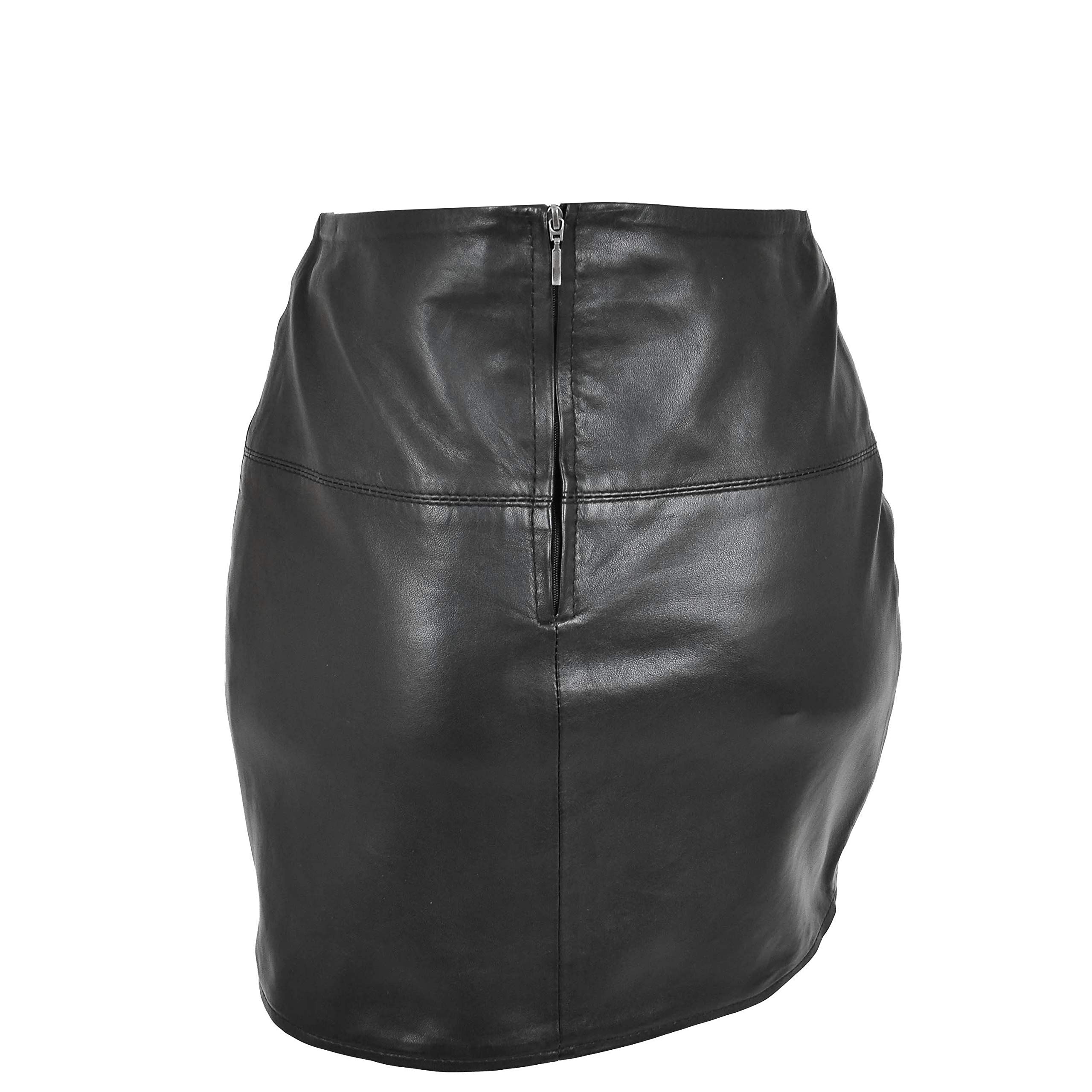 Minigonna da donna in pelle, 40,6 cm, per club, ufficio, abbigliamento casual, SKT5 nero
