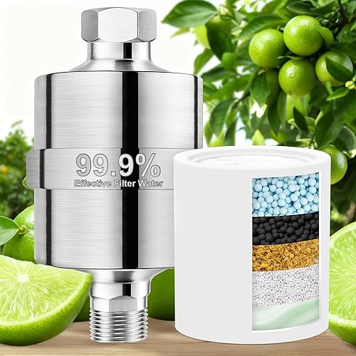 Filtro de ducha de metal inoxidable 304, suave al agua, filtro de vitamina C para eliminar el 99% de cloro, mejorar tu piel y cabello, fácil