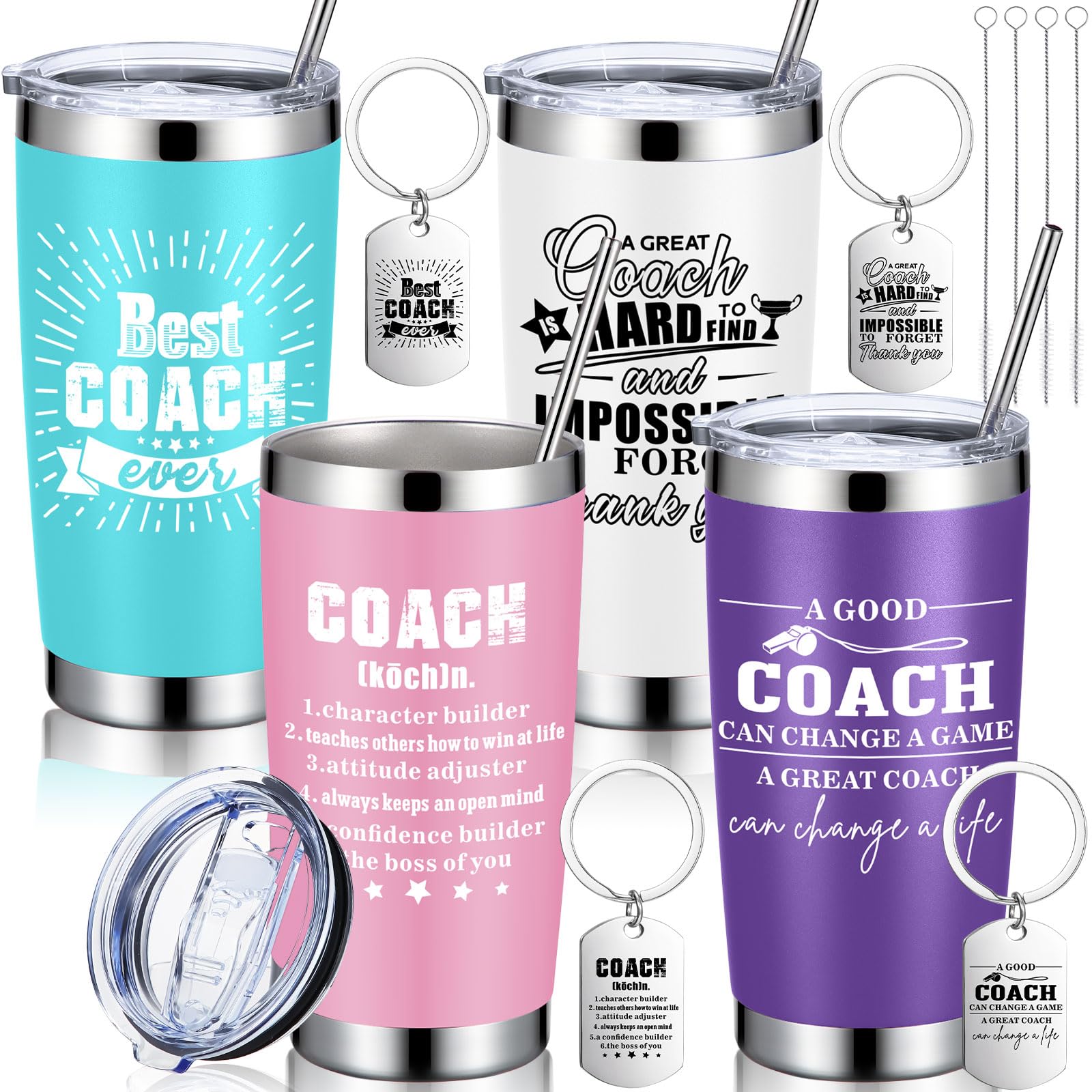 Amazon.com | FoldTier 4 Sets Coach Gifts Best Coach Ever Stainless ...
