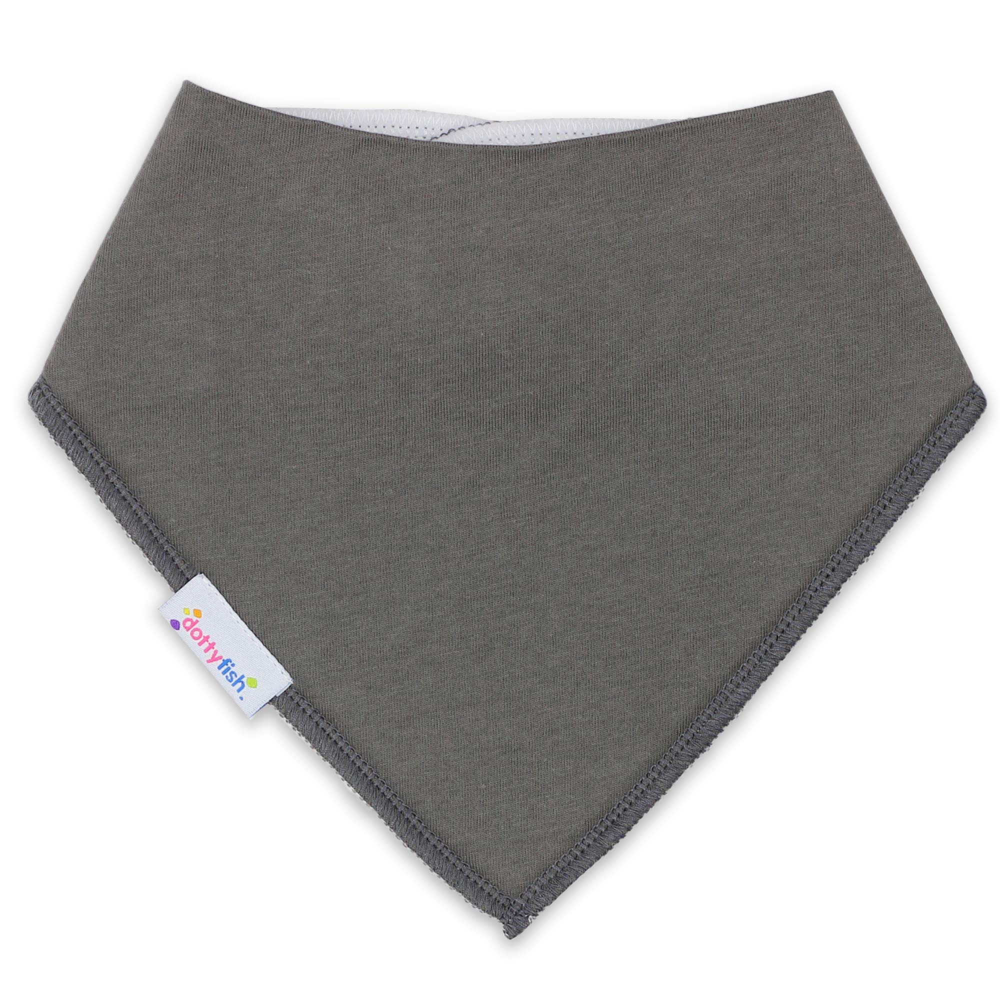 Dotty Fish Organic Cotton Baby Bib - Dribble & Teething Bib - Dark Grey