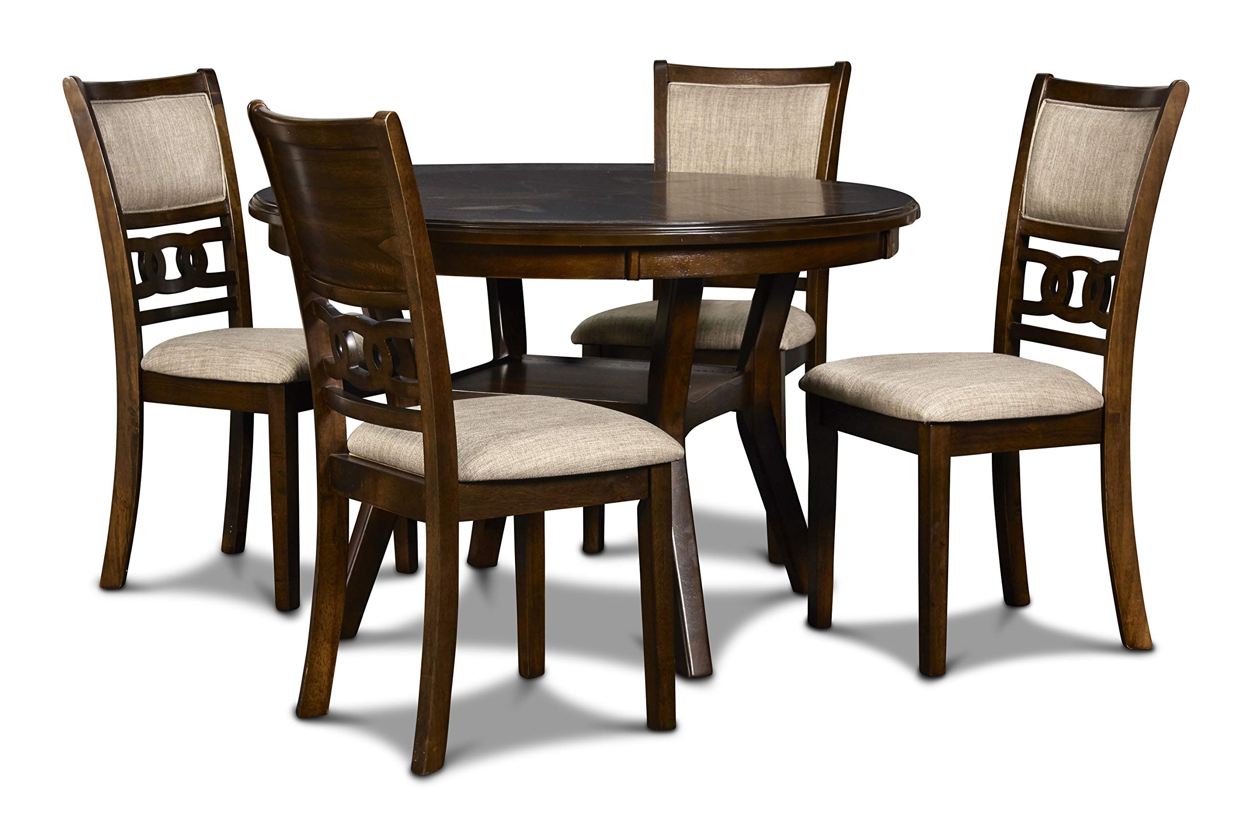 New Classic Furniture Gia 5-Piece Round Dining Set with 1 Dining Table and 4 Chairs, 47-Inch, Cherry