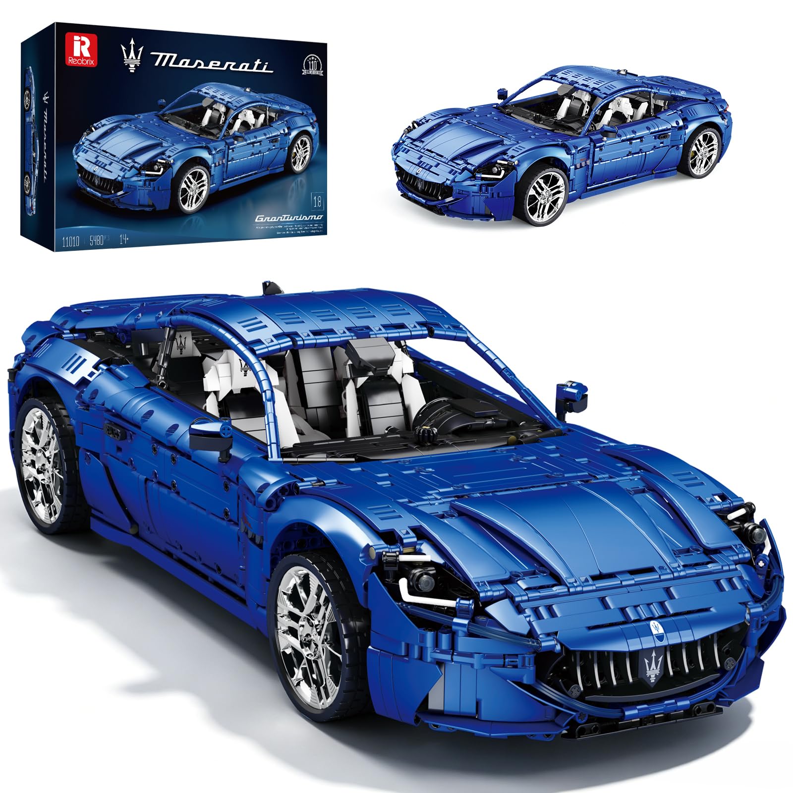 Reobrix 11010 Maserati GranTurismo Sports Car Building Set for Adults, 1:8 Scale Supercar Model Kit, Advanced Mechanical Car Model, Collectible Gift for Advanced Car Enthusiasts (5480 PCS)