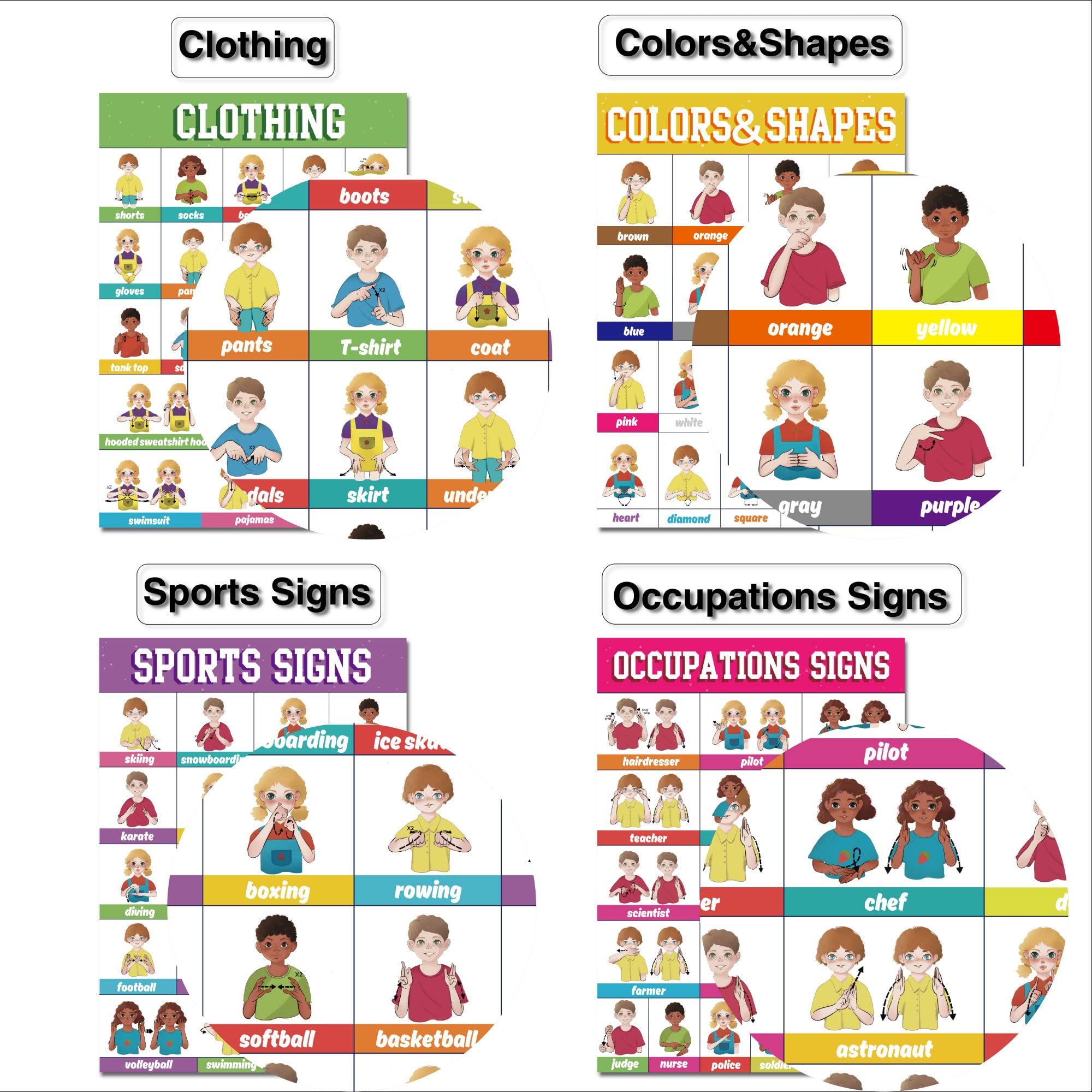 36-teiliges ASL-Poster-Set (Eukalyptus-Design) - Alphabet & Zahlen In Gebärdensprache, 20x14cm, Für Klassenzimmer, Vorschule, Homeschooling