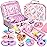 Auney Tea Set Girls Toys 36pcs, Tin Unicorn Tea Party Set Toy Pretend Play Gifts for Little Girls Age 3-6, Kids Toys Gifts for Toddlers Including Carrying Case (Unicorn Toy)