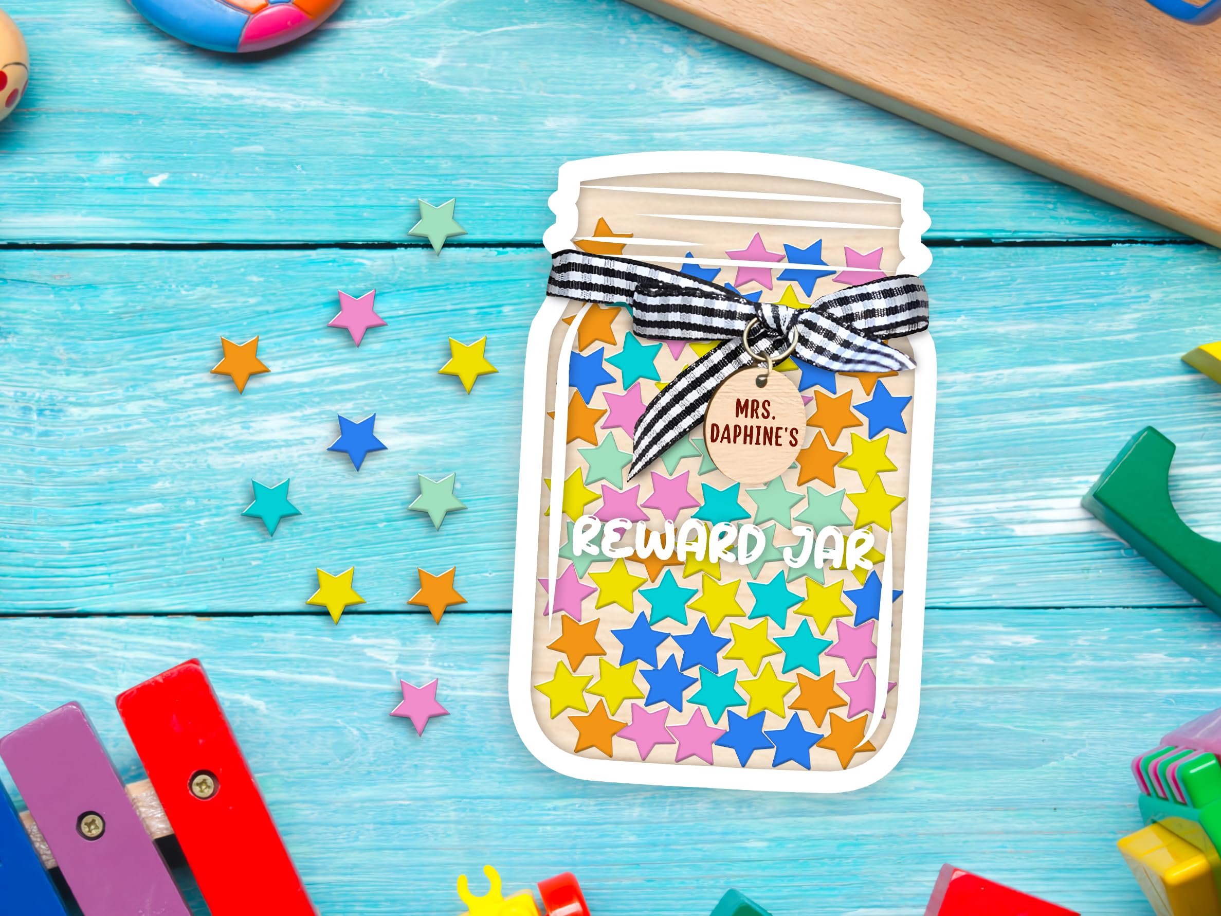 Personalized Stars Reward Jar for Students, Magnetic Bulletin Board Behavior Jar Classroom Management Tool Chart Lovely Potty Training No. 02