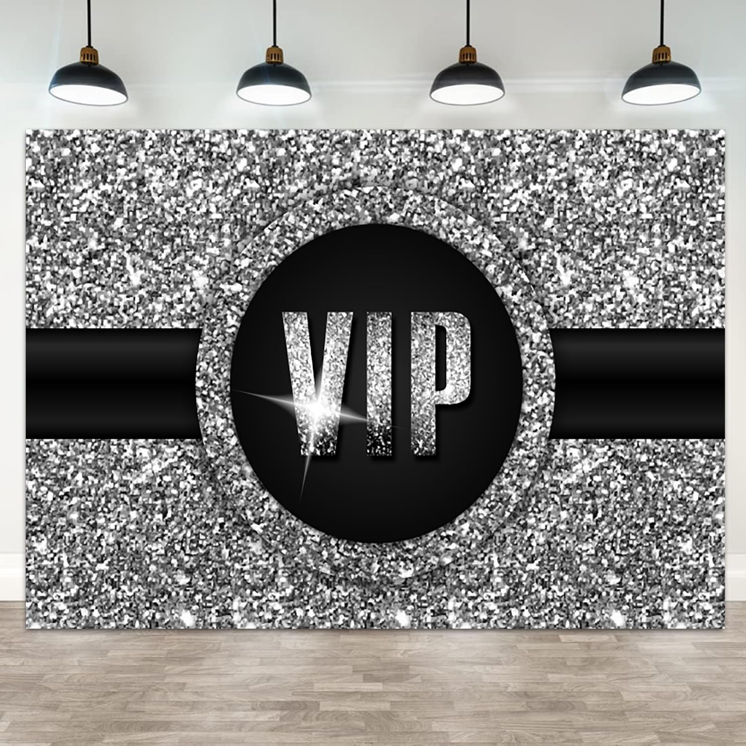 ASDCXZ 10x8ft VIP Backdrop Glitter Red Carpet Event Photography Background Black Silver Special Guest Film Show Music Party Banner Decorations Baby Shower Kids Birthday Parties Photo Booth Prop
