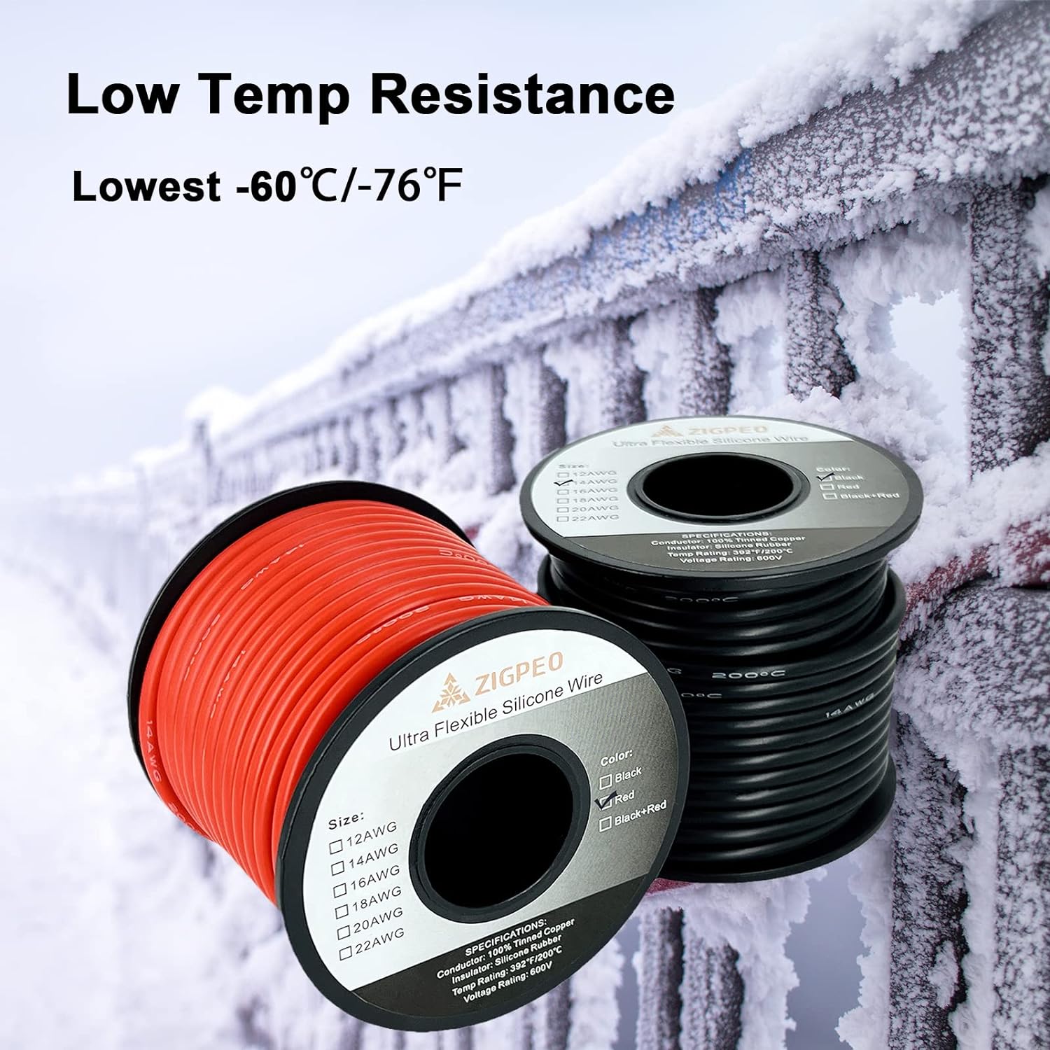 12 AWG Silicone Wire 50FT, Extra Flexible 12 Gauge Stranded Copper Wire, High Temp 392℉ 600V - RC, Automotive, Battery | Tinned Copper Conductor - 25FT Red & 25FT Black Spools - Image 5