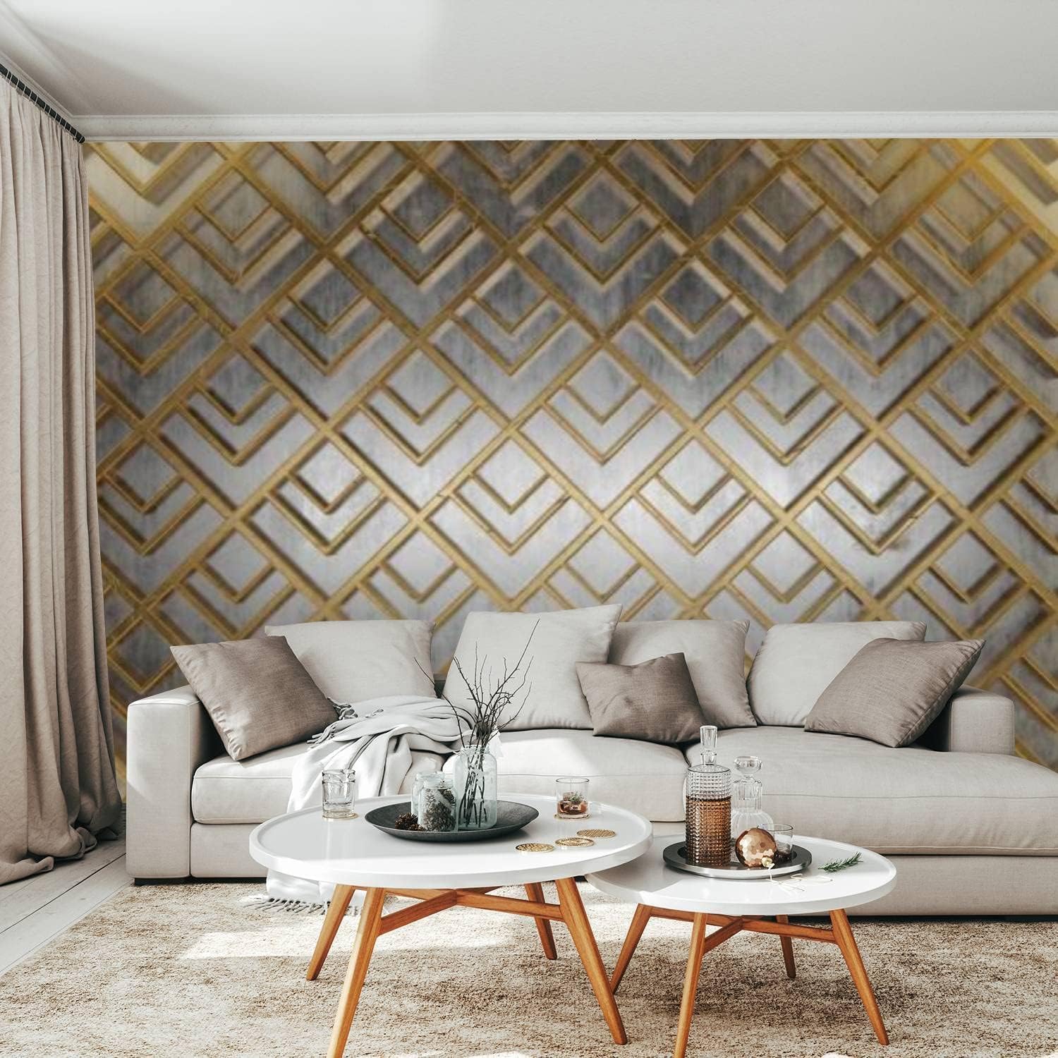 Murale Di Carta Da Parati Foto - Reticolo Geometrico Astratto Carta Da Parati Soggiorno Camera Da Letto Ufficio Corridoio Decorazione Murales Decorazione Murale Moderna - Stampa 3D Su Tel-934711619600