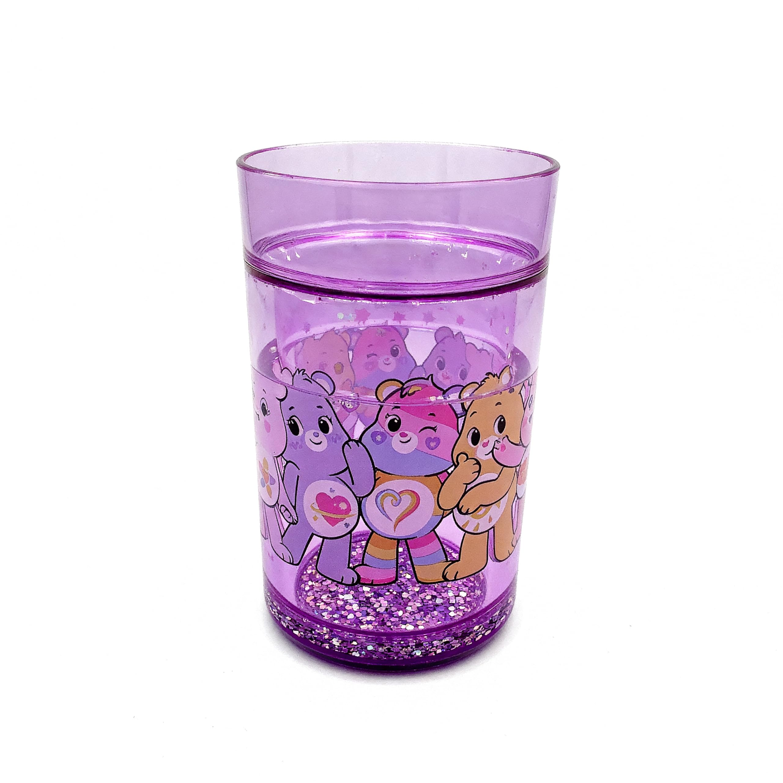 Care Bears The Fun Life Glitter Tumbler – 200ML | Cute Kids Drinking Glass | BPA-Free | Sparkling Glitter Design | Durable & Lightweight | Perfect for Water, Juice & Milk, Purple