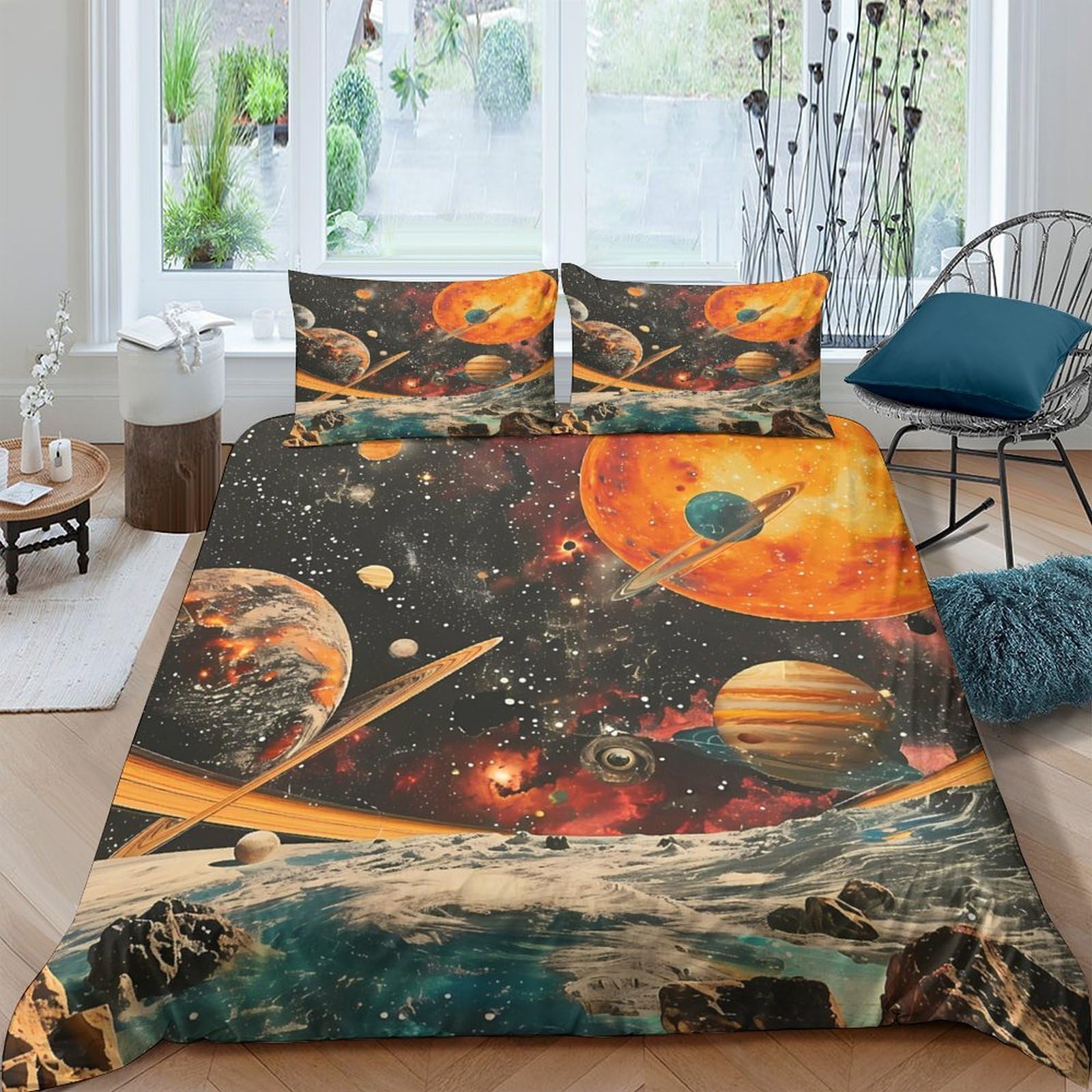 Ctjqhvkz Style-1 3D Printed Galaxy Starry Sky Fitted Sheet Microfiber Soft Cosmic Nebula Mattress Cover Bedroom Decor Easy Care Single（135X200cm）