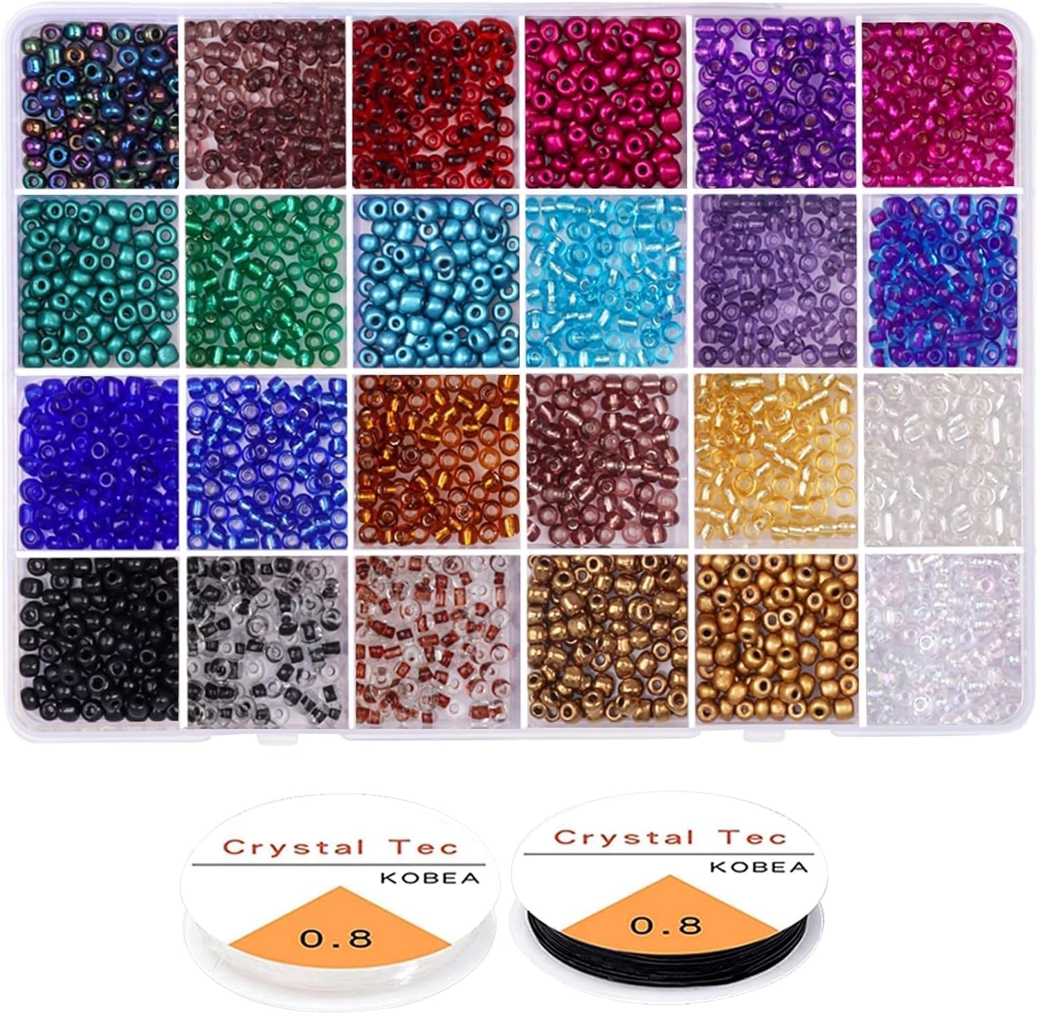 Prettme 4mm Seed Beads Dark Colors Bracelet Making Kit- 3360 Pcs Glass Small Craft Beads for Jewellery Making, Friendship Bracelets, Necklaces, Earrings
