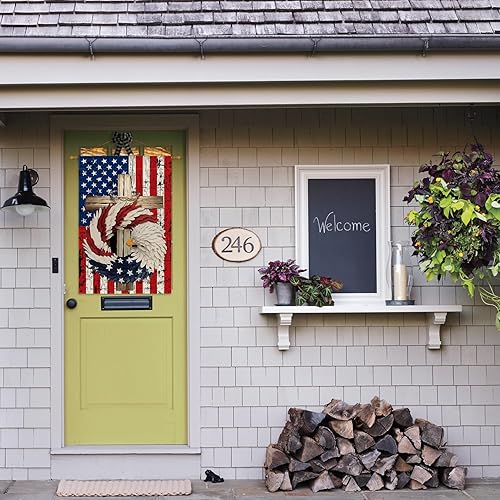 Miniatura 4 de AVOIN colorlife Bandera patriótica de estrellas y rayas de águila para casa 28 x 40 pulgadas doble cara exterior 4 de julio Día de los Caídos Día de