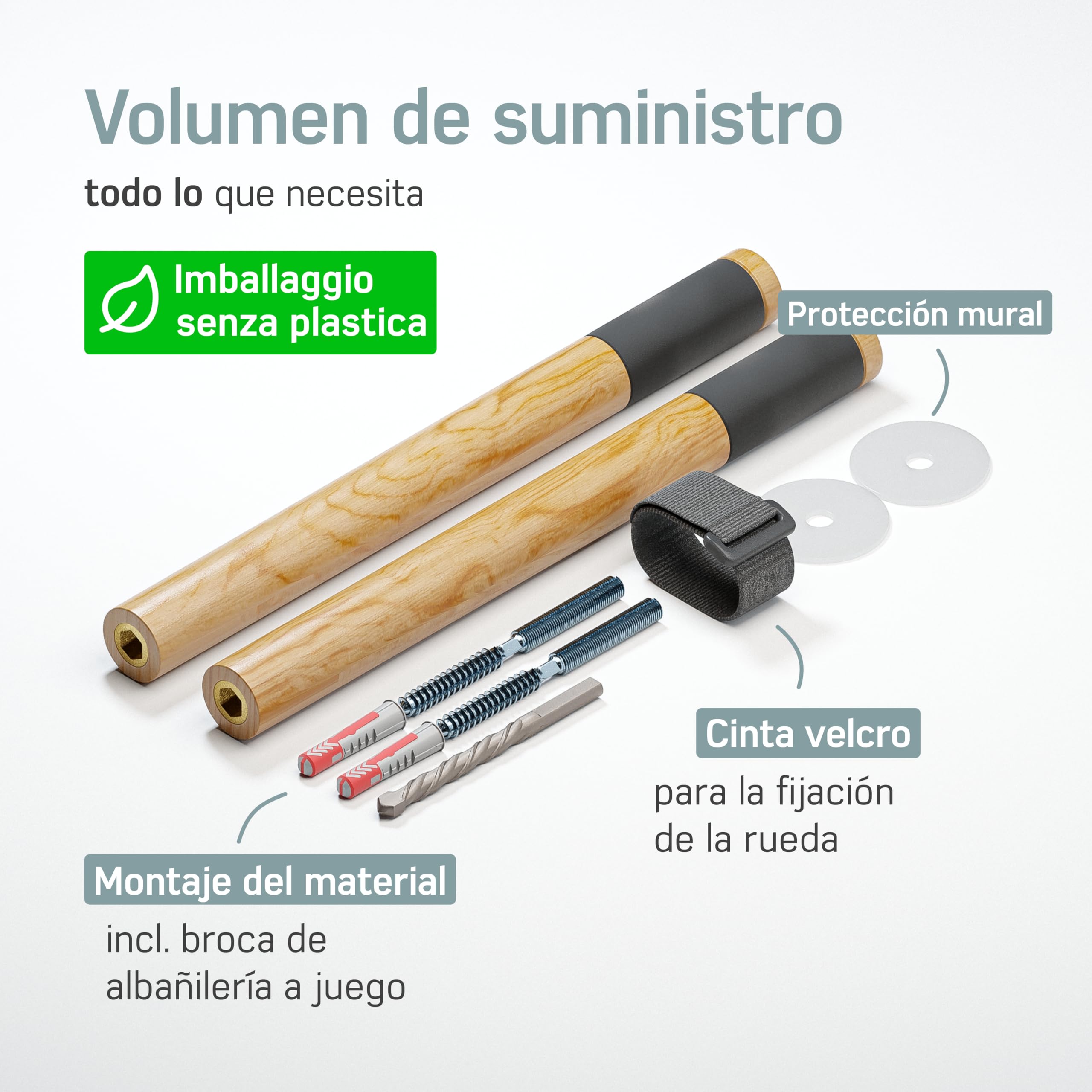 Borgen Soporte bicicletas pared - Soporte de pared para bicicletas de carretera de madera -Madera de roble noble - Soporte pared bicicletas mtb, carretera y ciudad