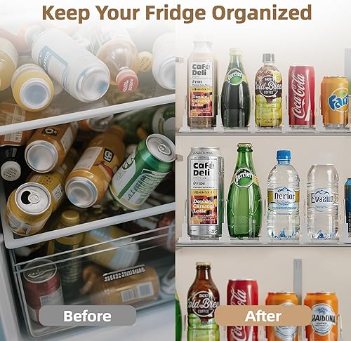 Miniatura 5 de HIYOHIYO Organizador automático de bebidas de 5 filas para refrigerador, dispensador automático de latas para almacenamiento de estantes de