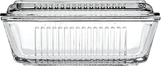Pasabahce Clear Glass Storage Serving Butter Dish with Lid
