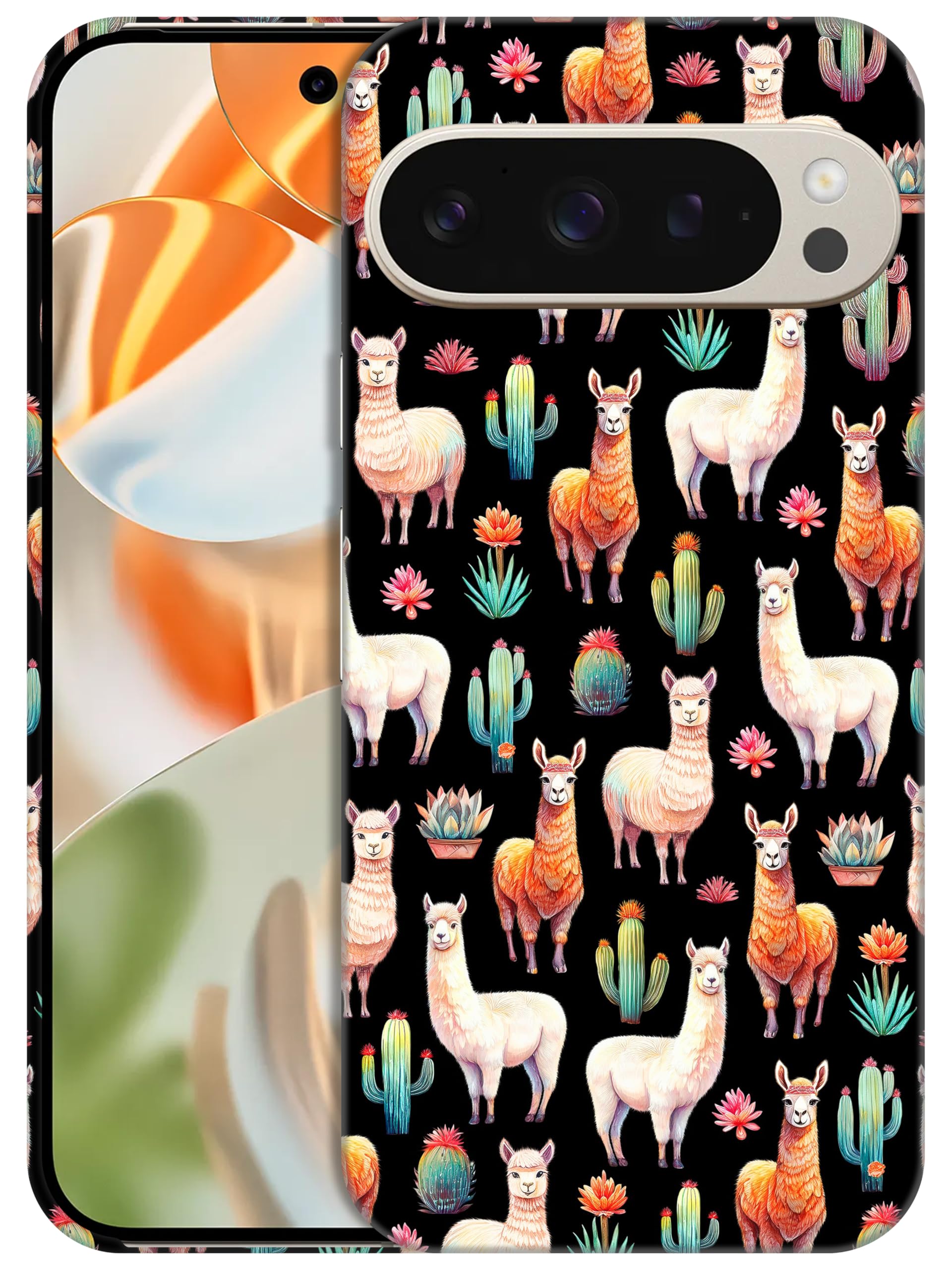 for Google Pixel 9 Pro XL, Pixel 9 Pro XL Case - Cute Llama Cactus Design Printed Slim & Sleek Hard Plastic Snap on Protective Designer Back Phone Case/Cover for Pixel 9 Pro XL White