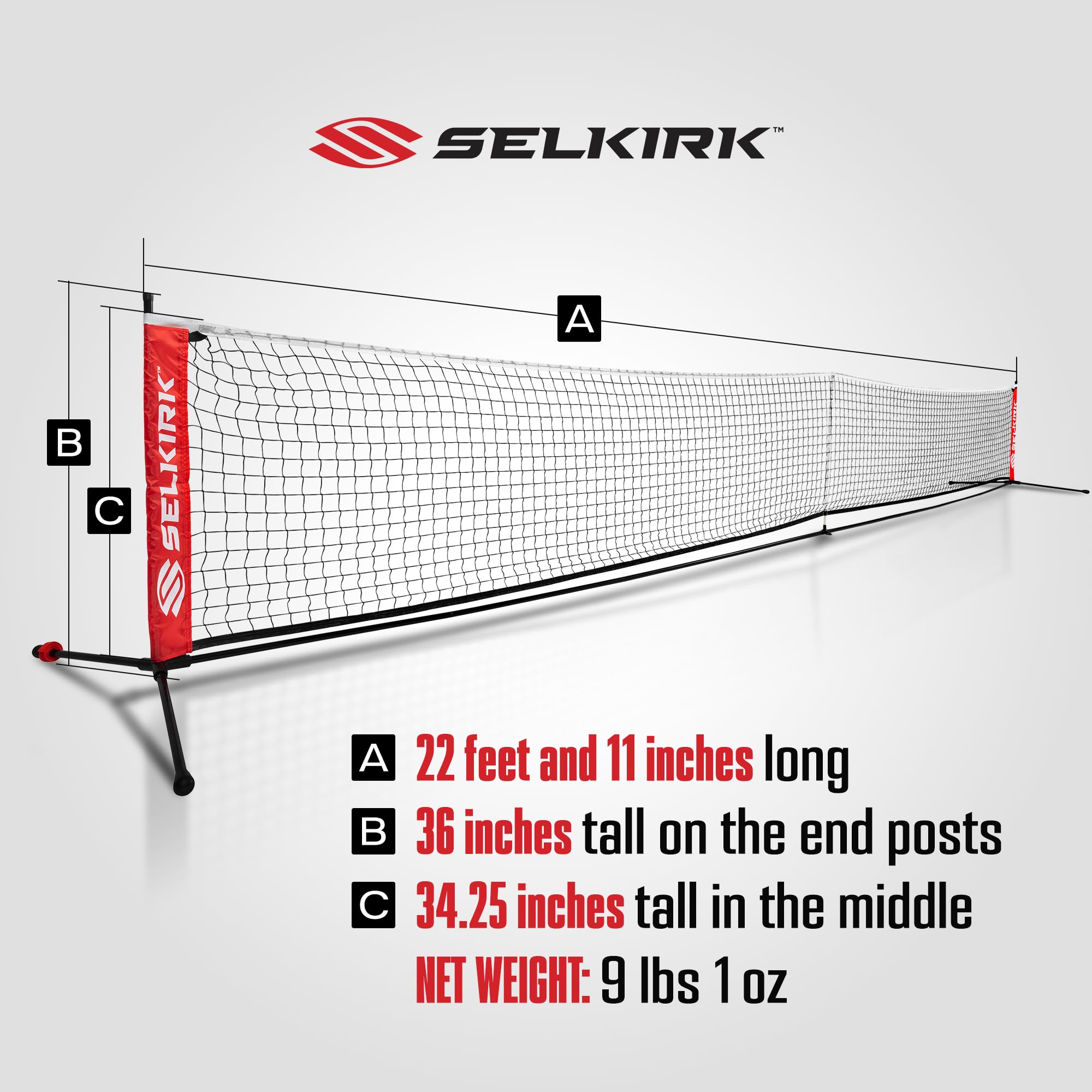 Selkirk Sport Quick Set Pickleball Net | USAPA Regulation Size | Fast 5-Minute Setup | Portable & Lightweight | Wind-Resistant & Stable | Heavy-Duty