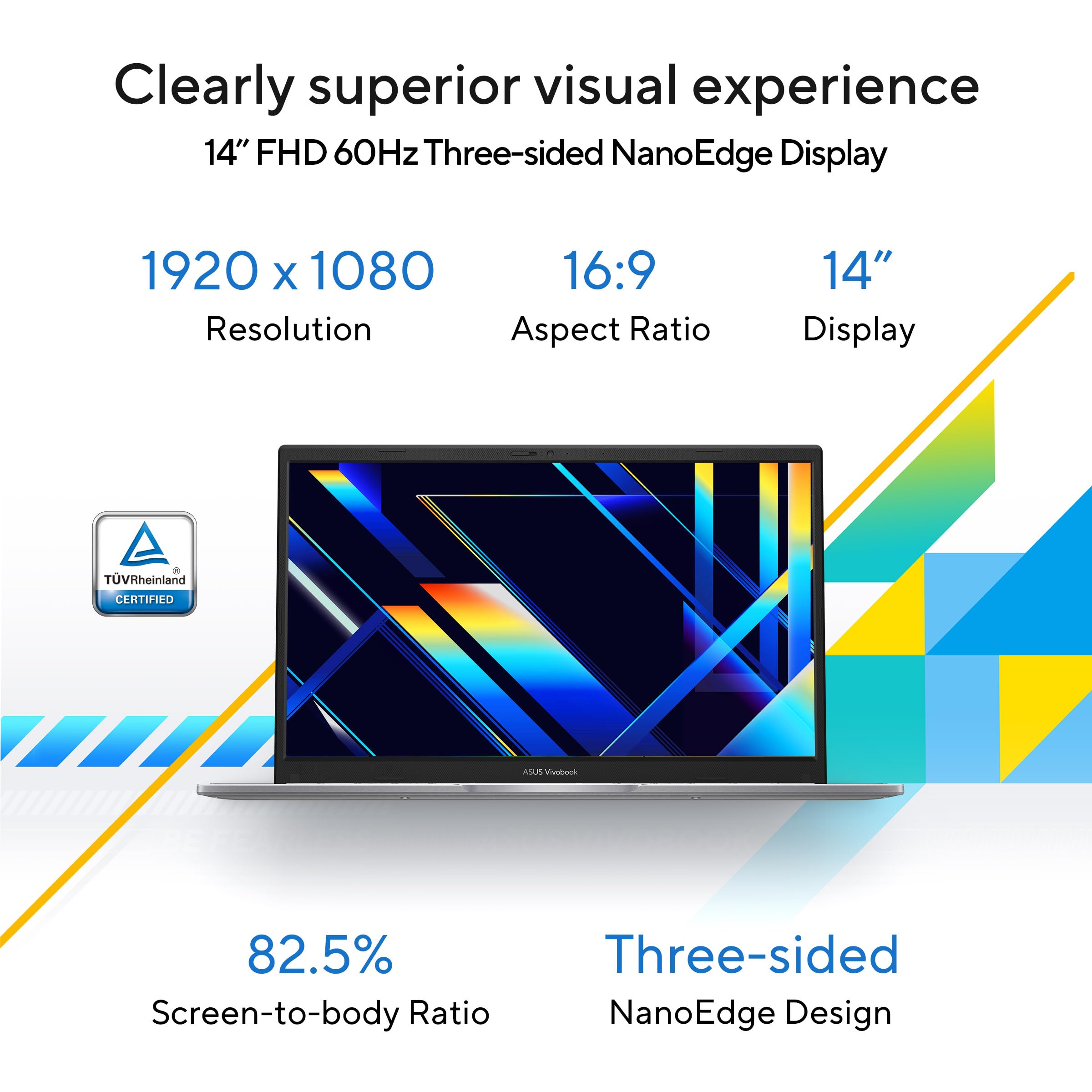 ASUS Vivobook 14, (i5 14th Gen) Intel Core 5 120U, Thin & Light Laptop(16GB RAM/512GB SSD/FHD/14/60Hz/Fingerprint Reader/M365 Basic (1Year)*/Office Home 2024/Cool Silver/1.4 Kg) X1404VAP-EB1541WS — Amazon image 3