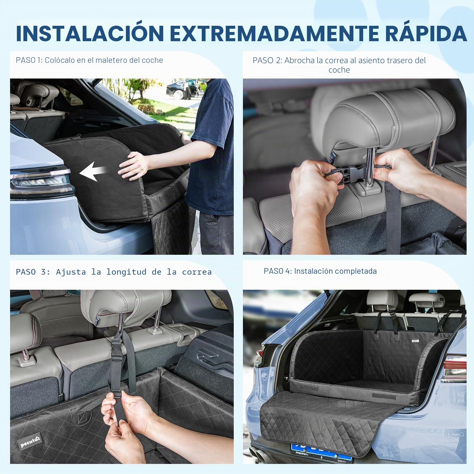 Pecute Funda Maletero Coche Perros, Funda Maletero Coche Perros Impermeable, Protección anticolisión de Esponja, Housse Voiture Chien para SUV-L