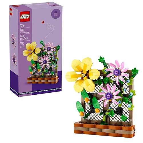 LEGO Flower Trellis Display 40683 - Spring Floral Home Decor Set with Vibrant Blooms and Trellis Detailing for Kids and Adults (440 pcs)